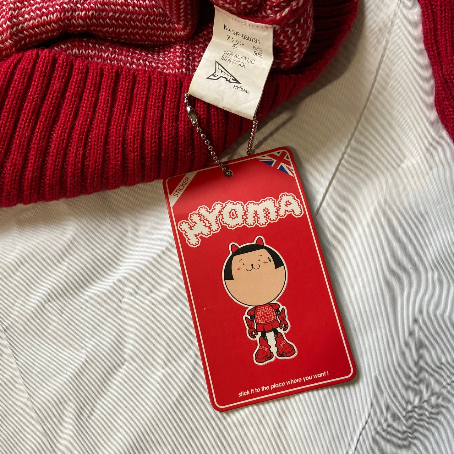 20471120 hyoma red knit mascot bunny sweater S