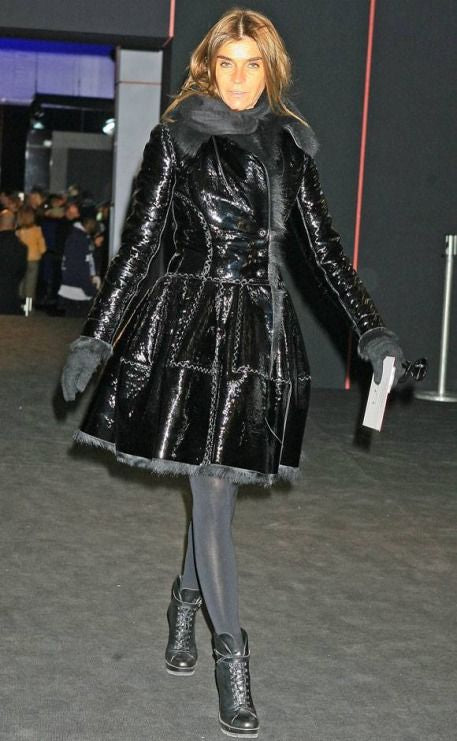 Alaïa mint blue shearling fur trimlambskin coat jacket