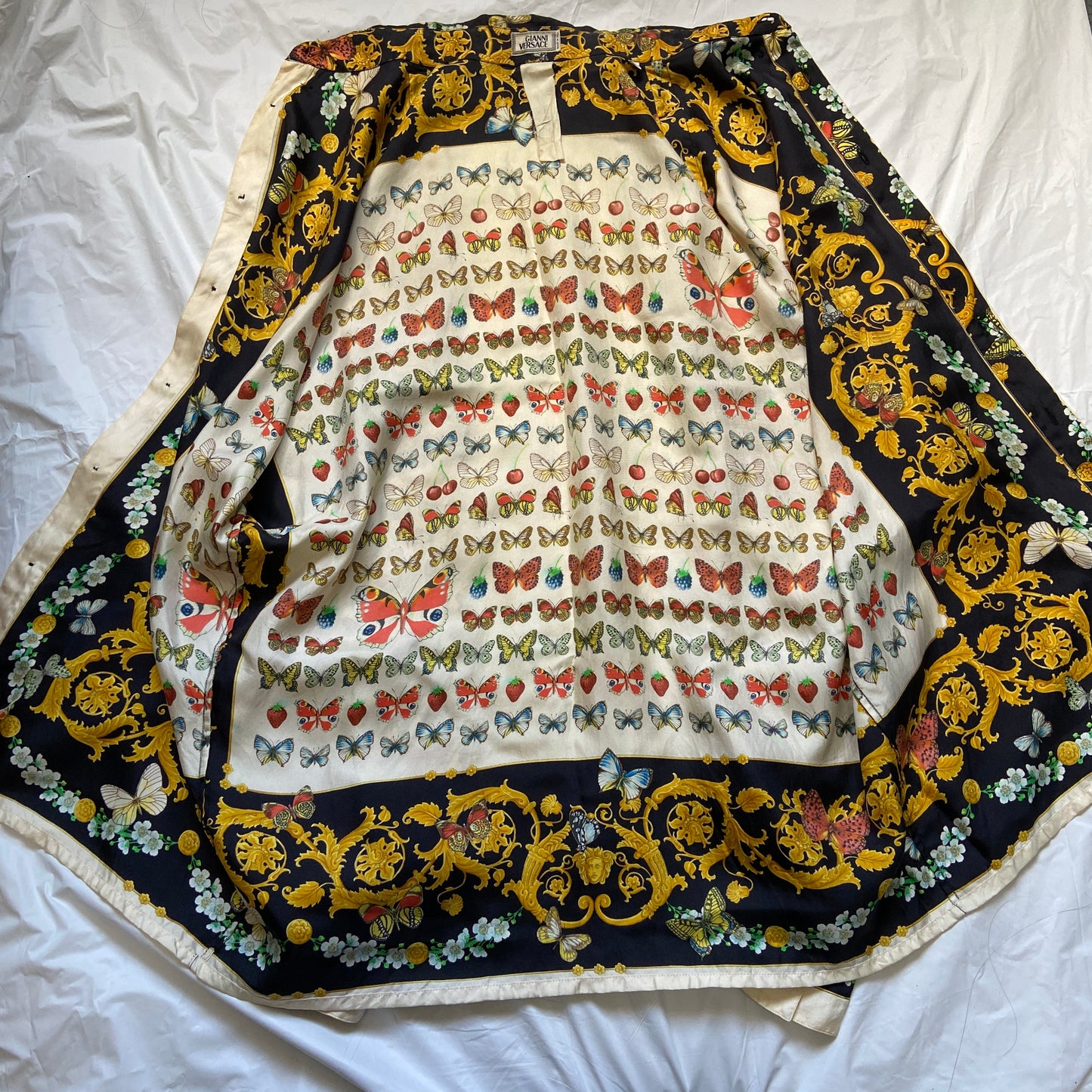 Gianni versace ss1995 butterfly print silk shirt