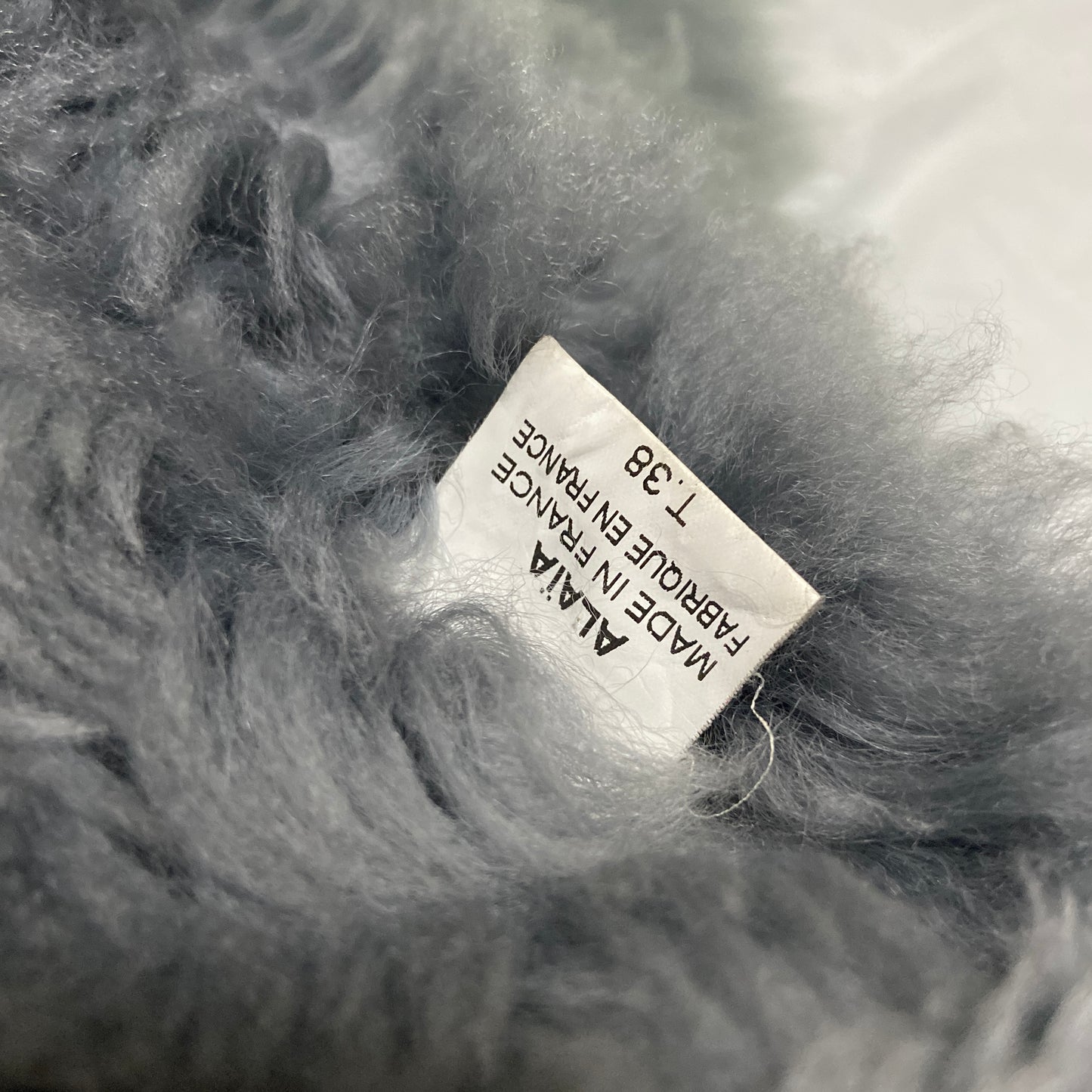 Alaïa mint blue shearling fur trimlambskin coat jacket