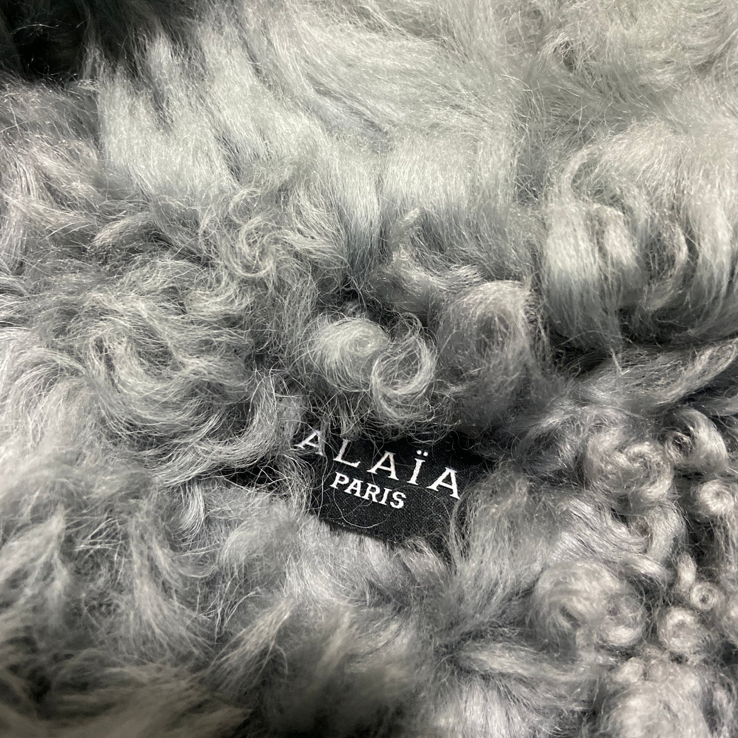 Alaïa mint blue shearling fur trimlambskin coat jacket