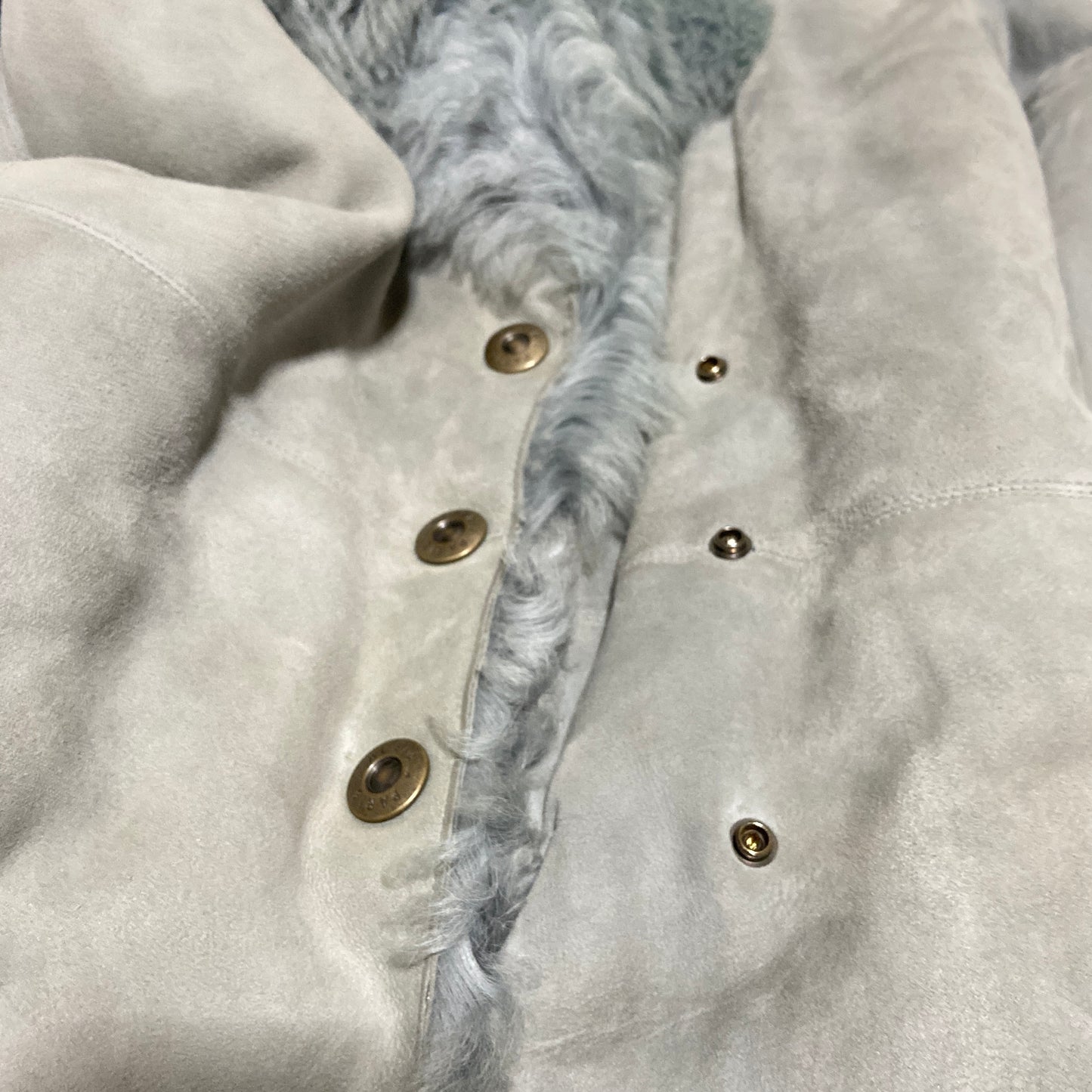 Alaïa mint blue shearling fur trimlambskin coat jacket