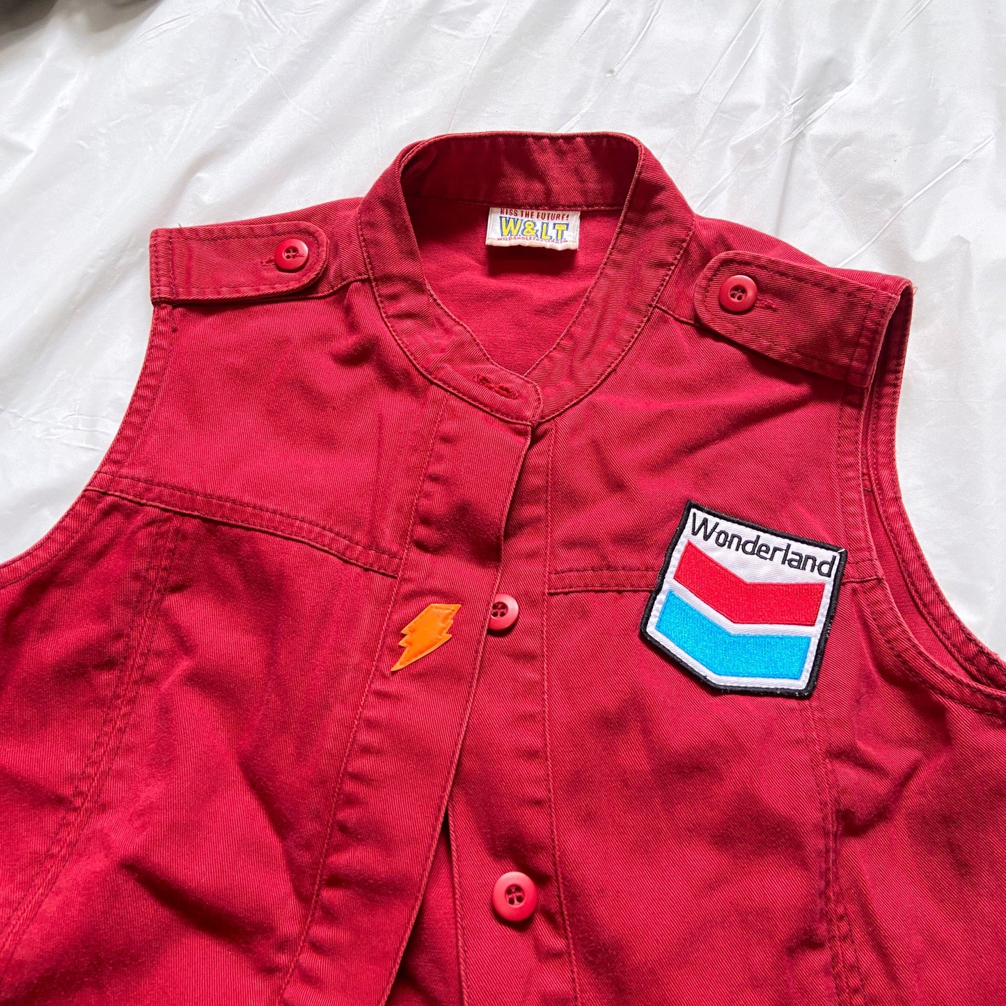 W< patch long vest dress