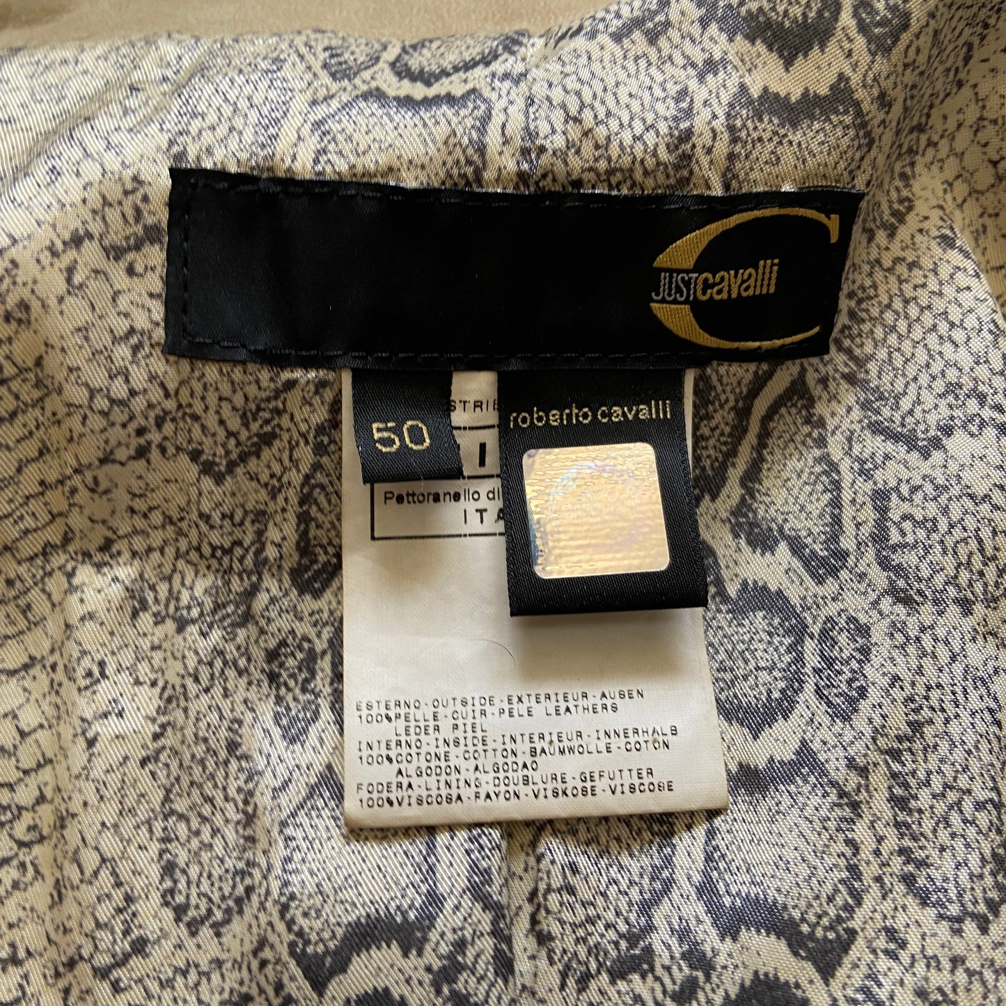 Roberto Cavalli lambskin indian tribal embossed leather jacket 50