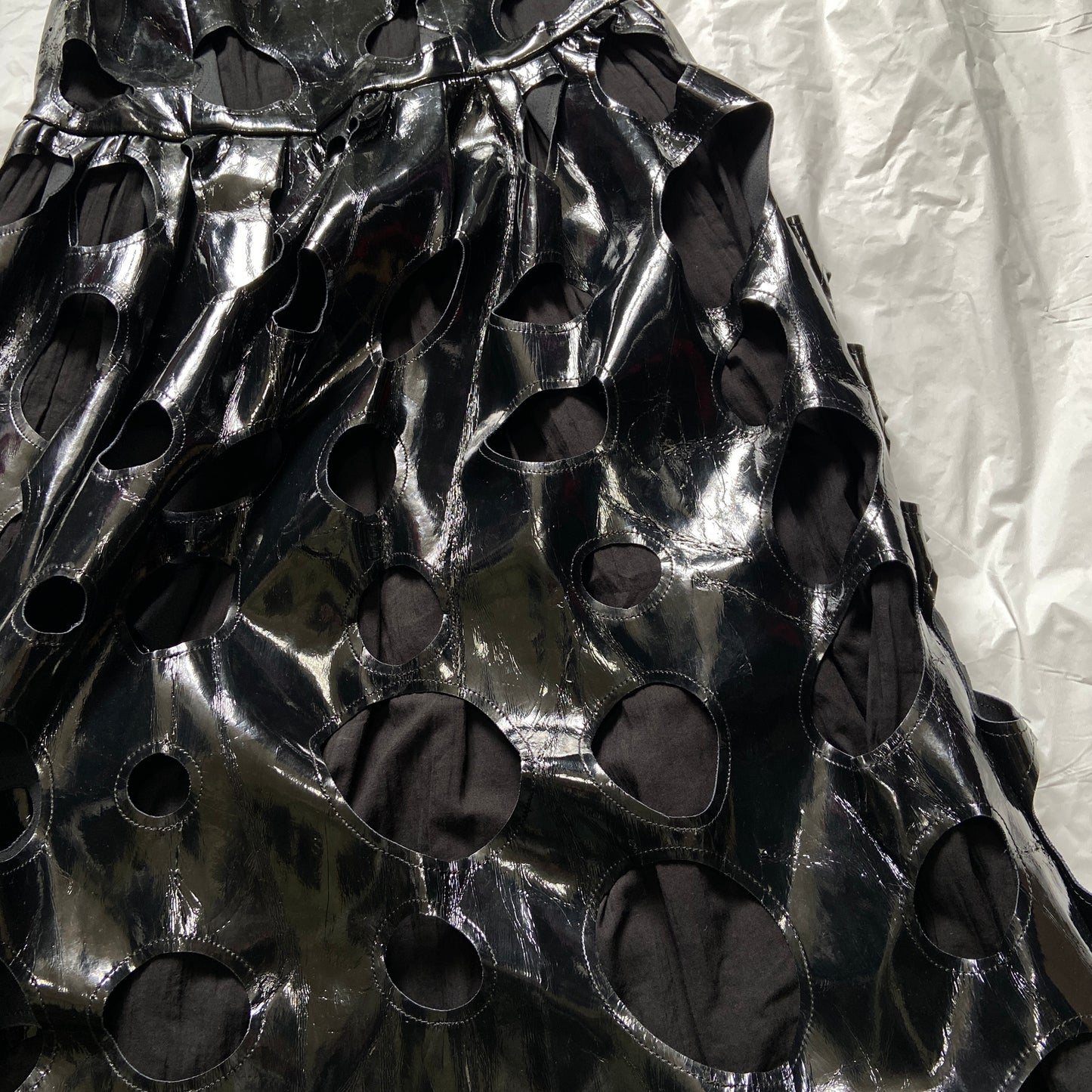 Comme des garçons ss15 pvc circle cut-out dress