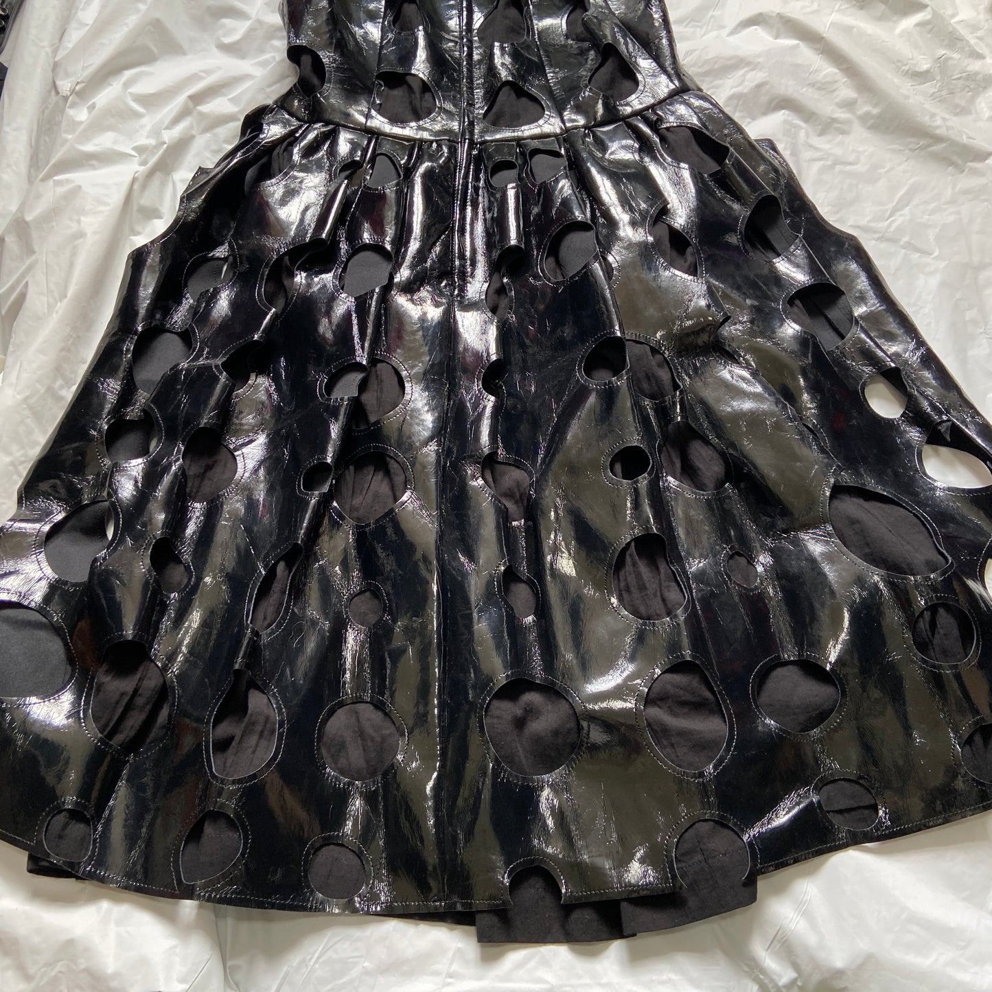 Comme des garçons ss15 pvc circle cut-out dress