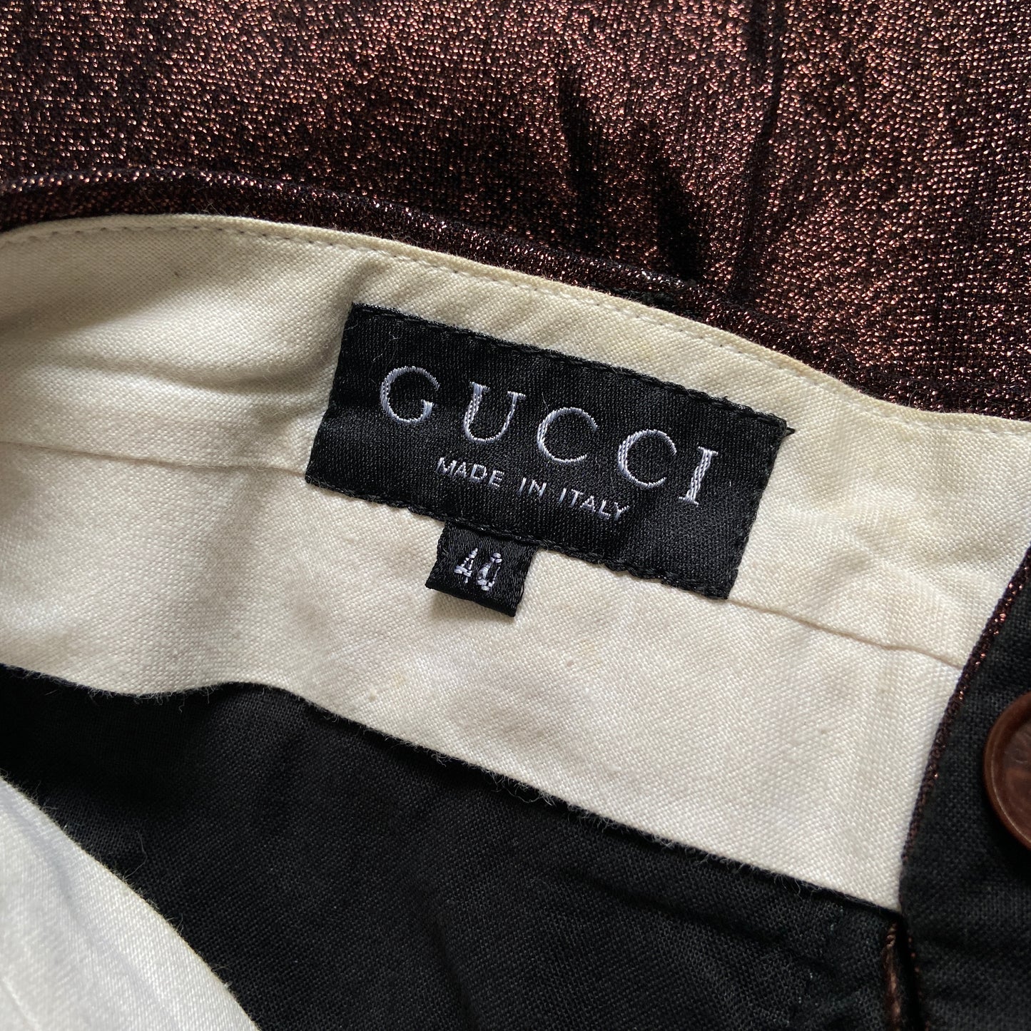 Gucci Spring 1997 Tom Ford Metallic Brown Lurex Pants 40