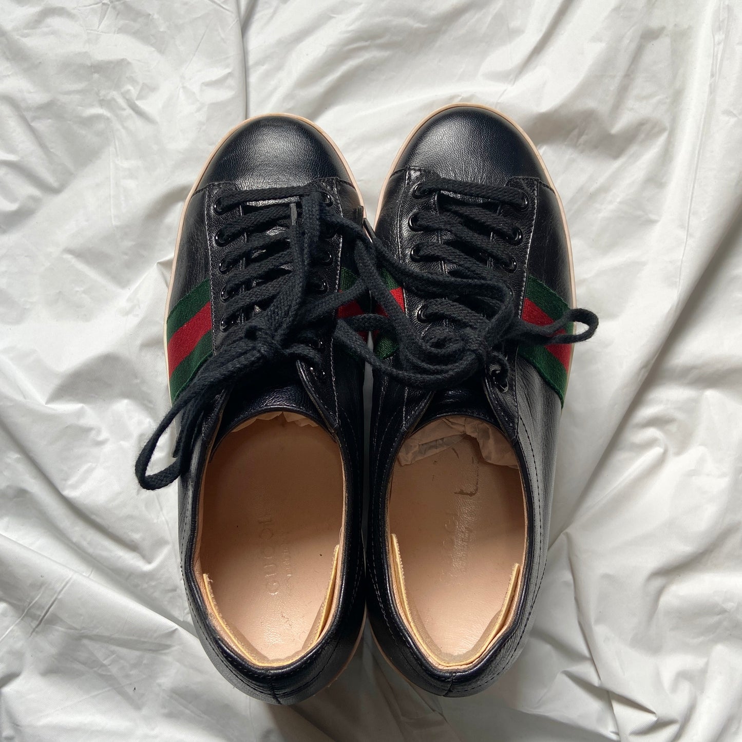 Gucci Peggy black platform ace sneaker 37