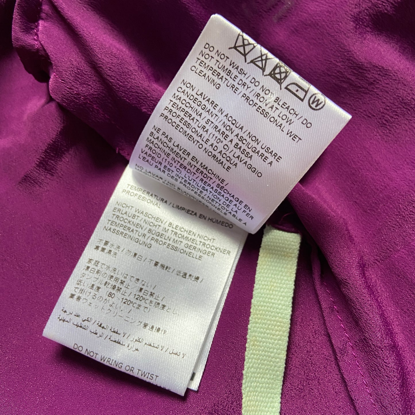 Off white “floral print here” crepe de chine cut-out silk blouse