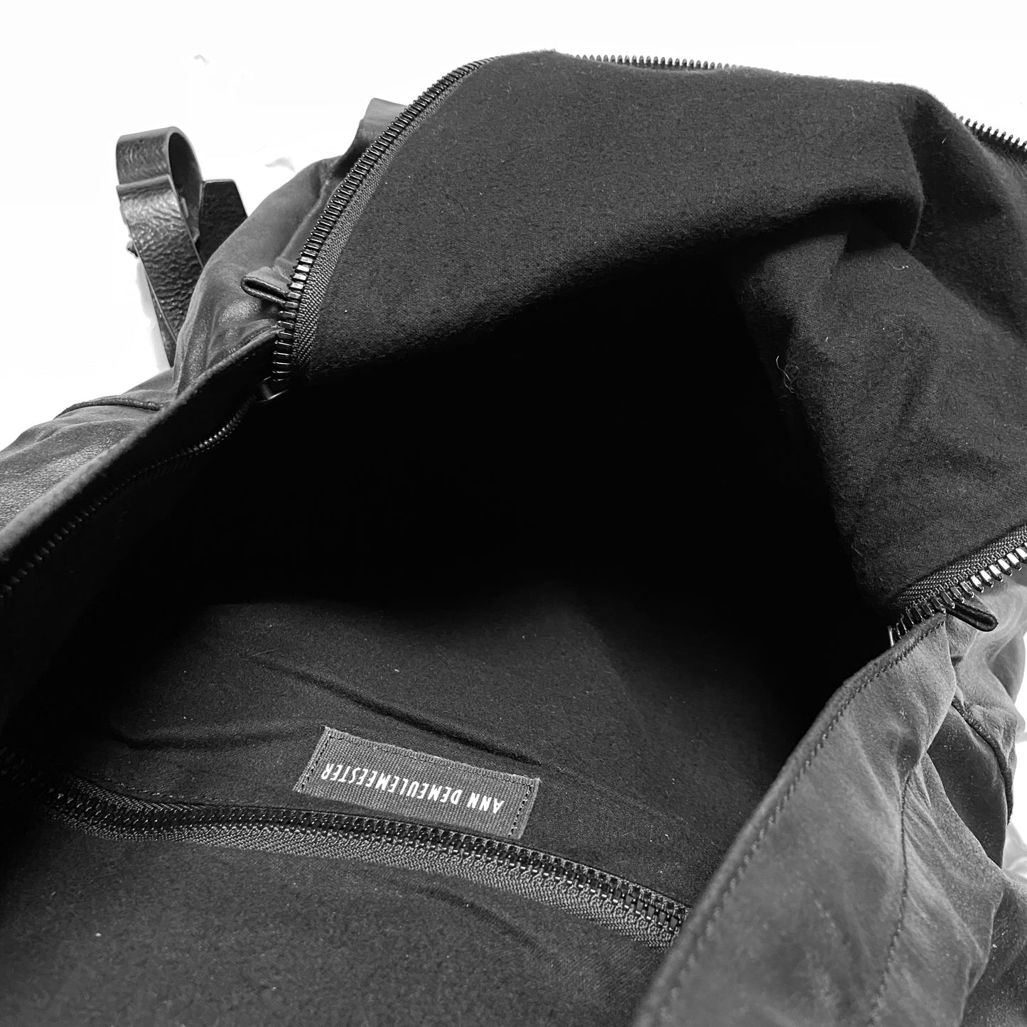 Ann Demeulemeester 2014 spring black soft leather bondage backpack