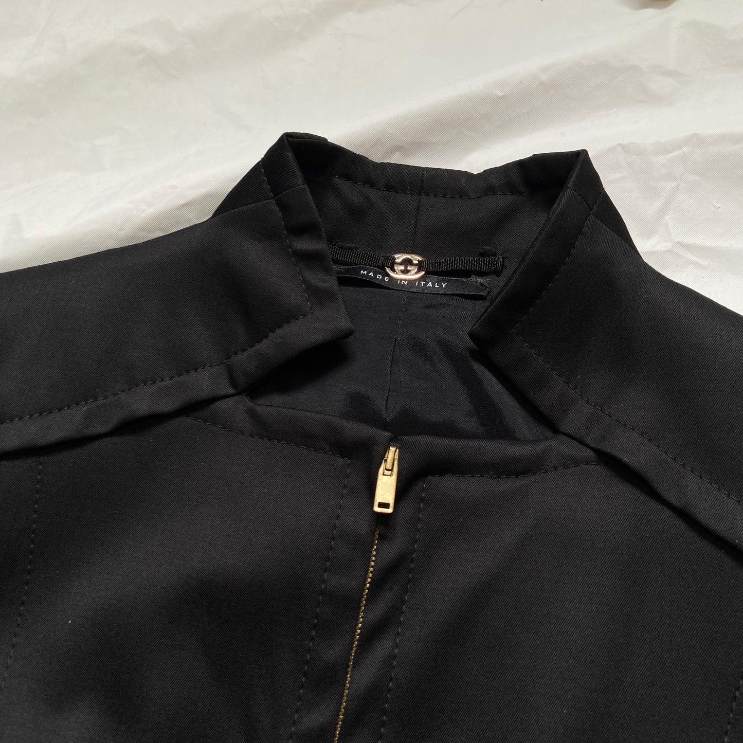 Gucci Tom Ford 2004 fall black leather belt jacket flared sleeves