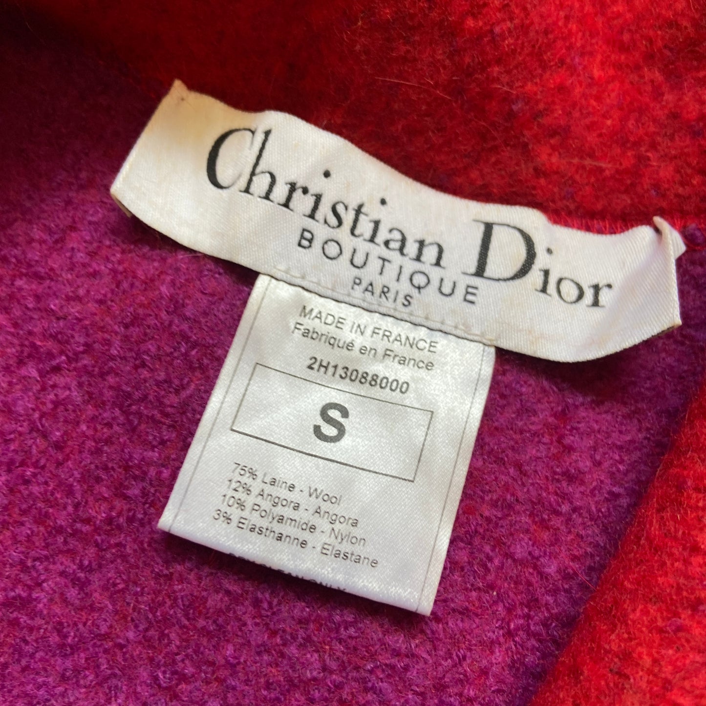 Dior fw02 Galliano runway long red cut out wool duffle coat with scarf S