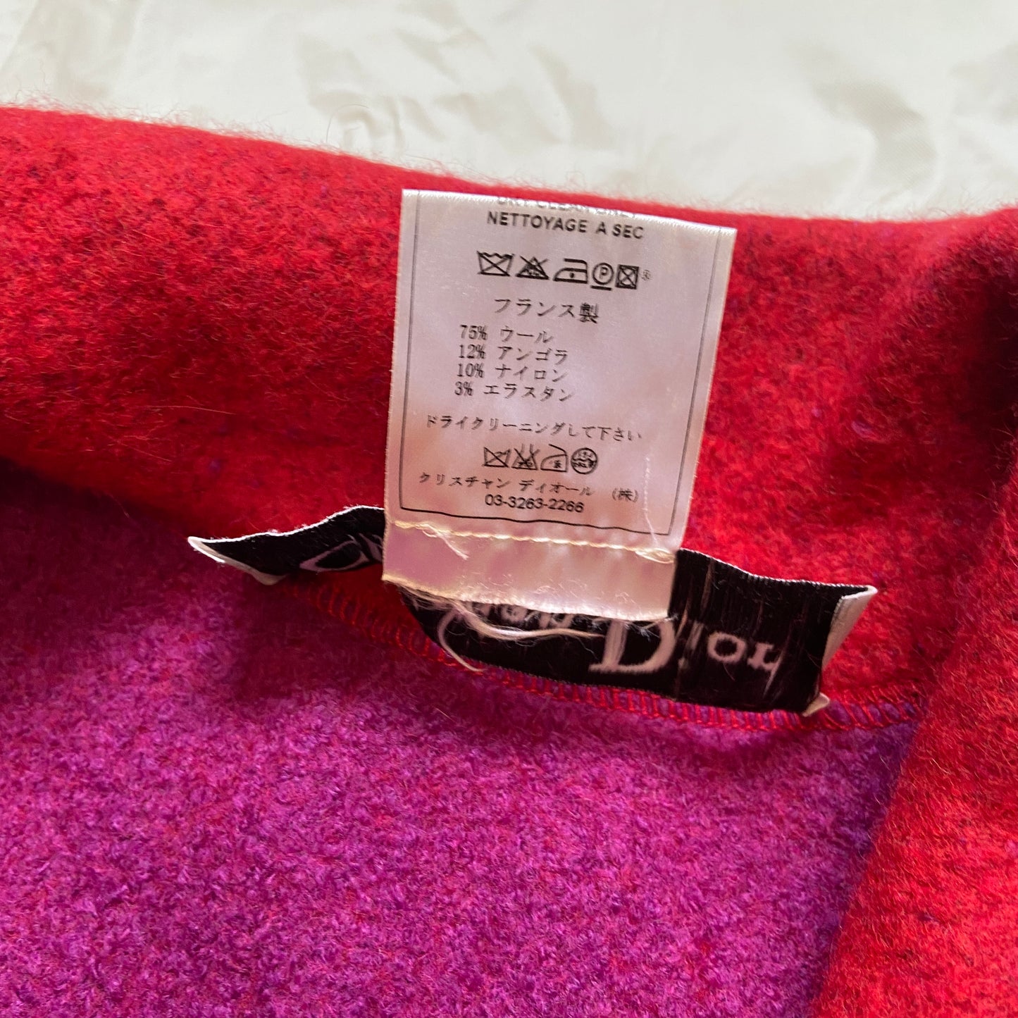 Dior fw02 Galliano runway long red cut out wool duffle coat with scarf S