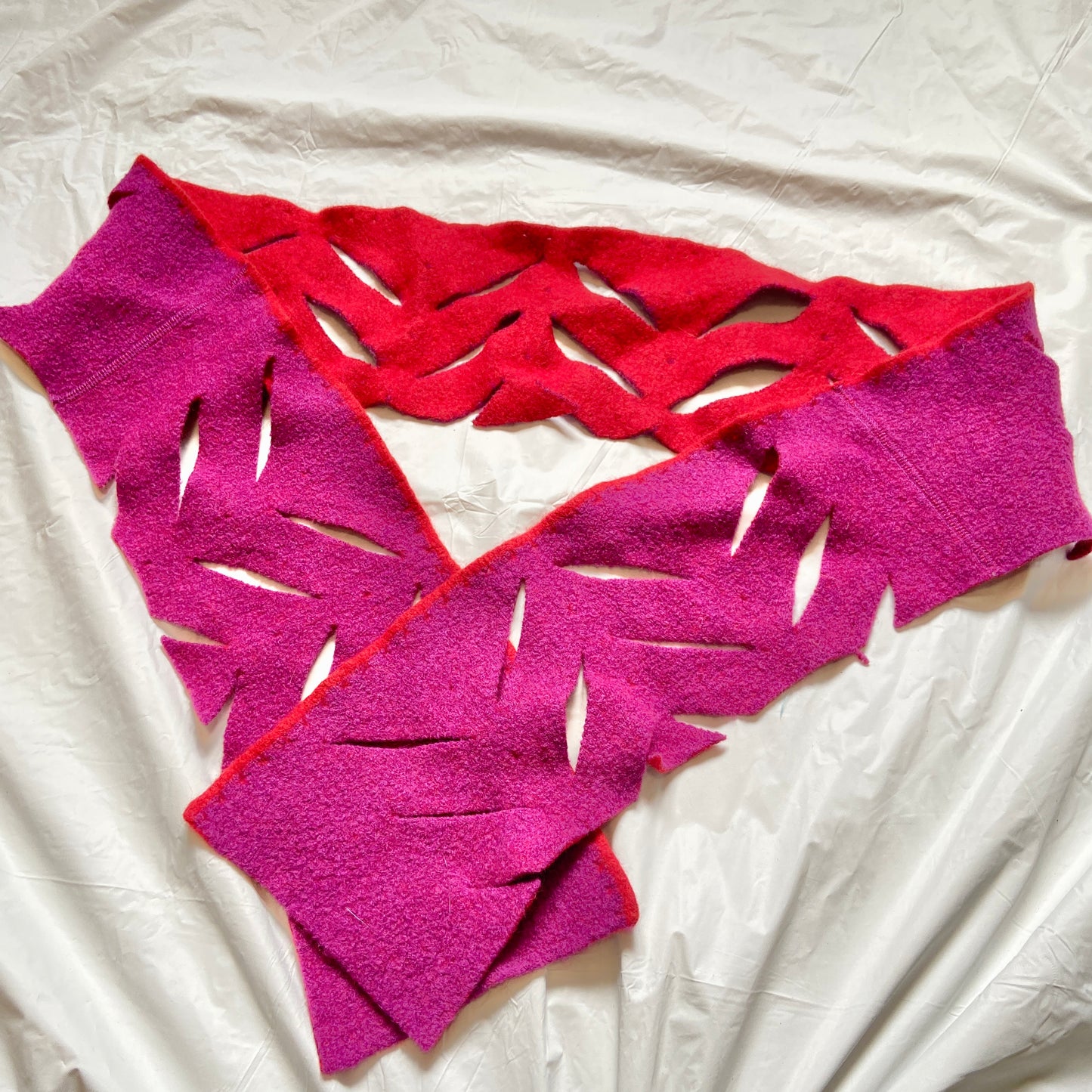 Dior fw02 Galliano runway long red cut out wool duffle coat with scarf S