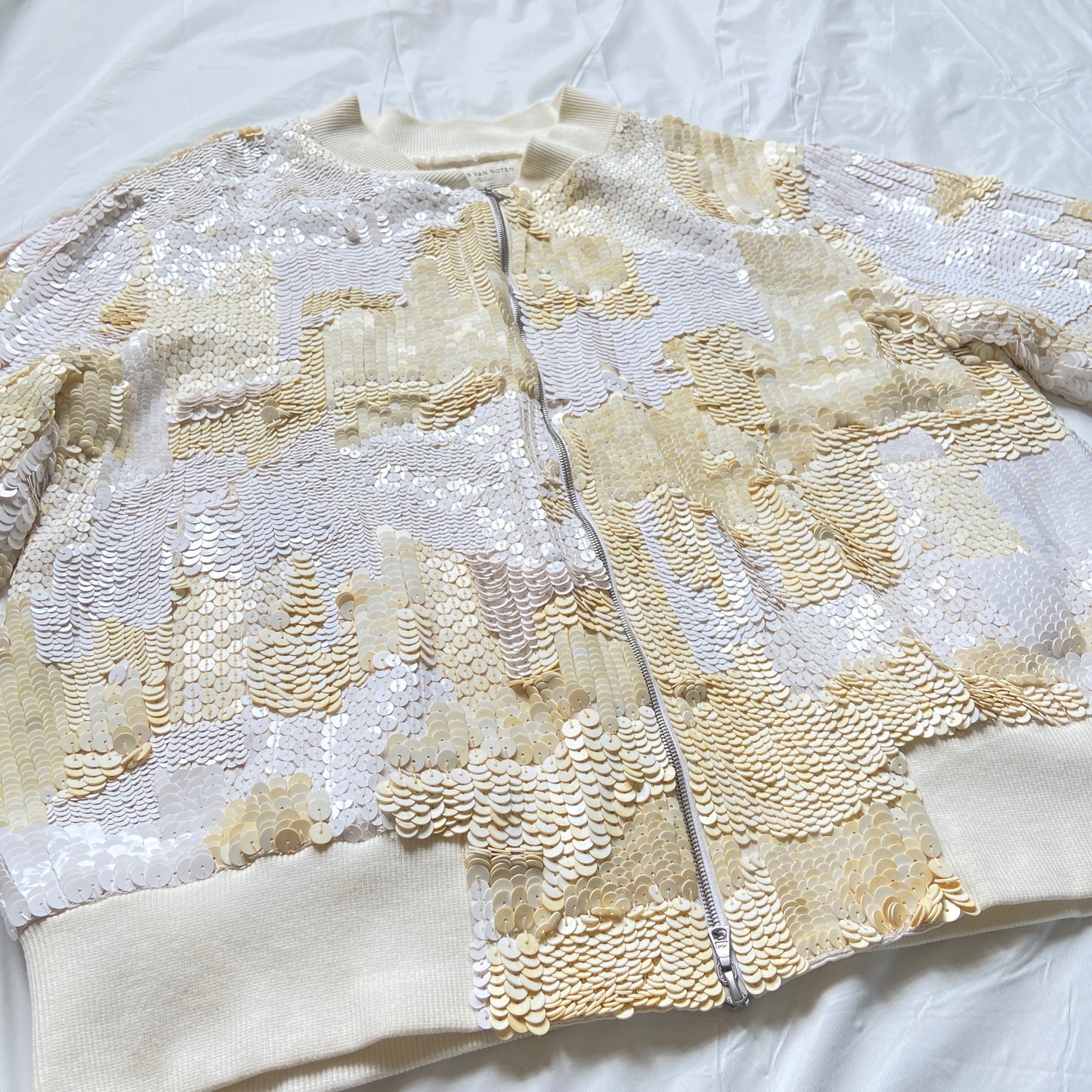 Dries van Noten cream sequin bomber M