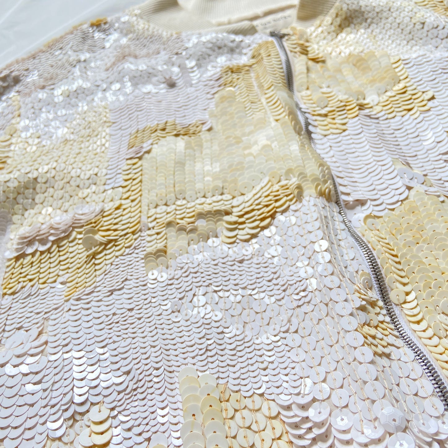 Dries van Noten cream sequin bomber M