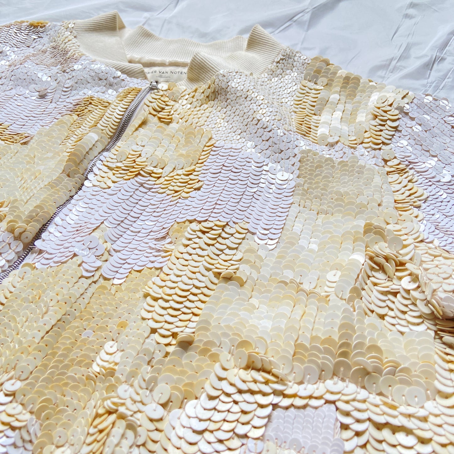 Dries van Noten cream sequin bomber M