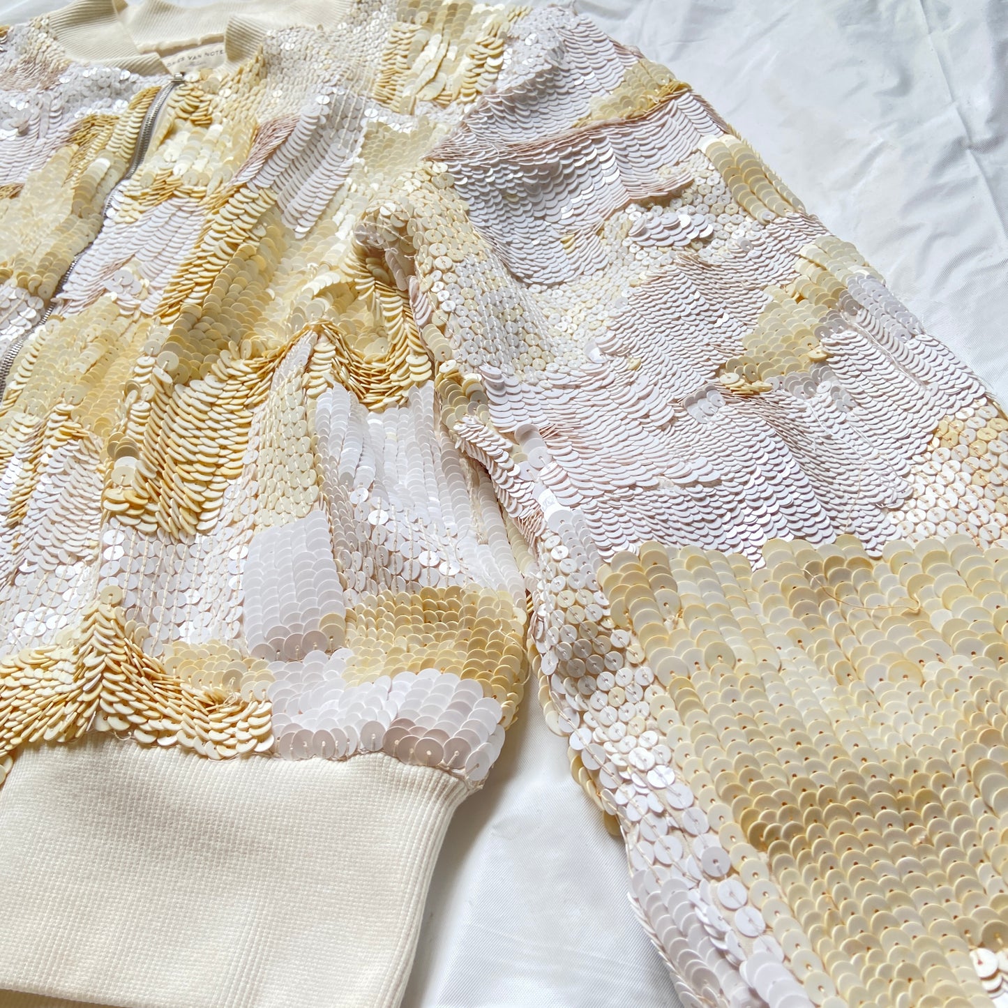 Dries van Noten cream sequin bomber M