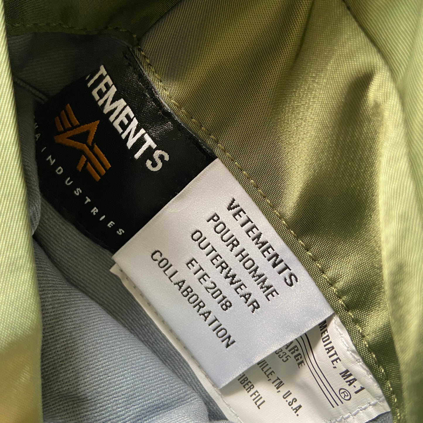 Vetements ss18 alpha green/ orange emoji oversized bomber