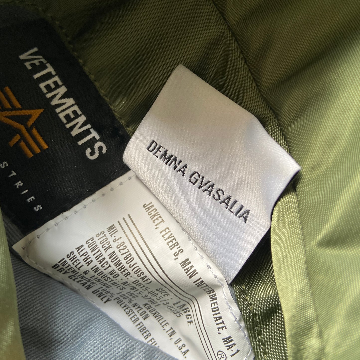 Vetements ss18 alpha green/ orange emoji oversized bomber