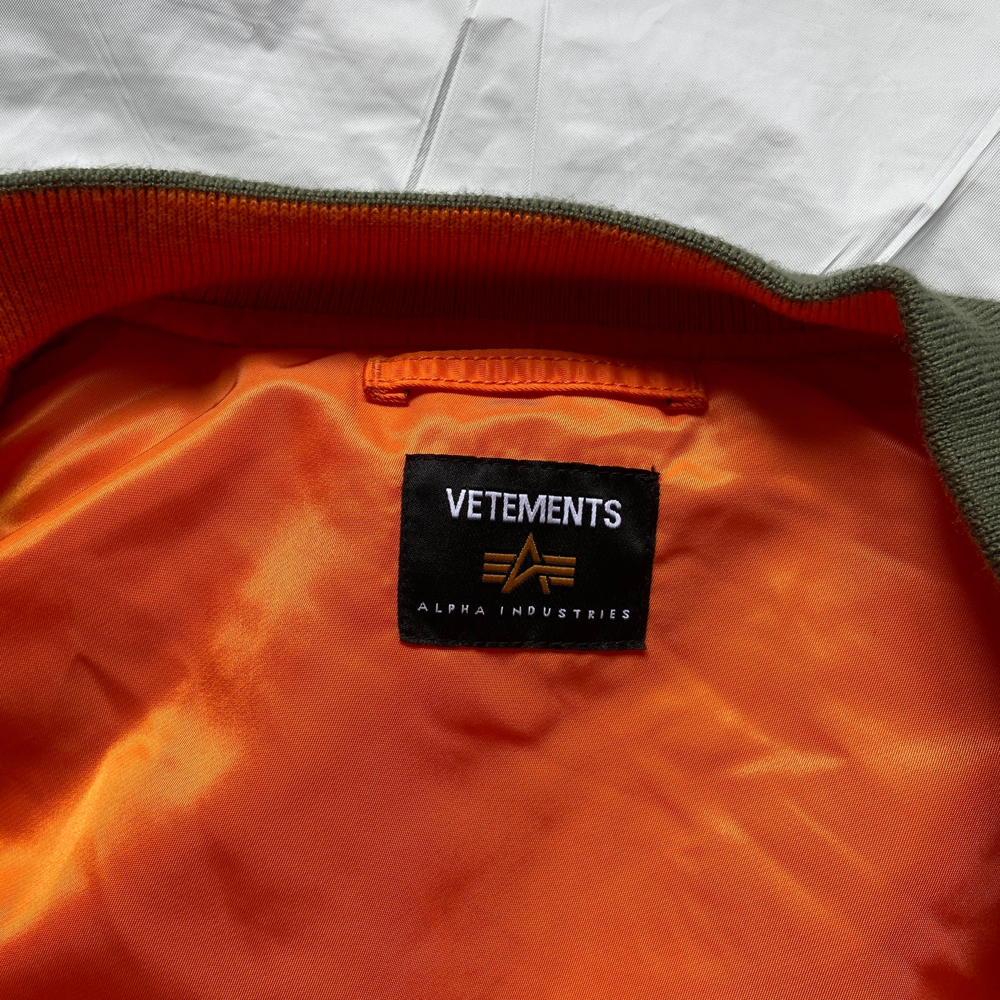 Vetements ss18 alpha green/ orange emoji oversized bomber