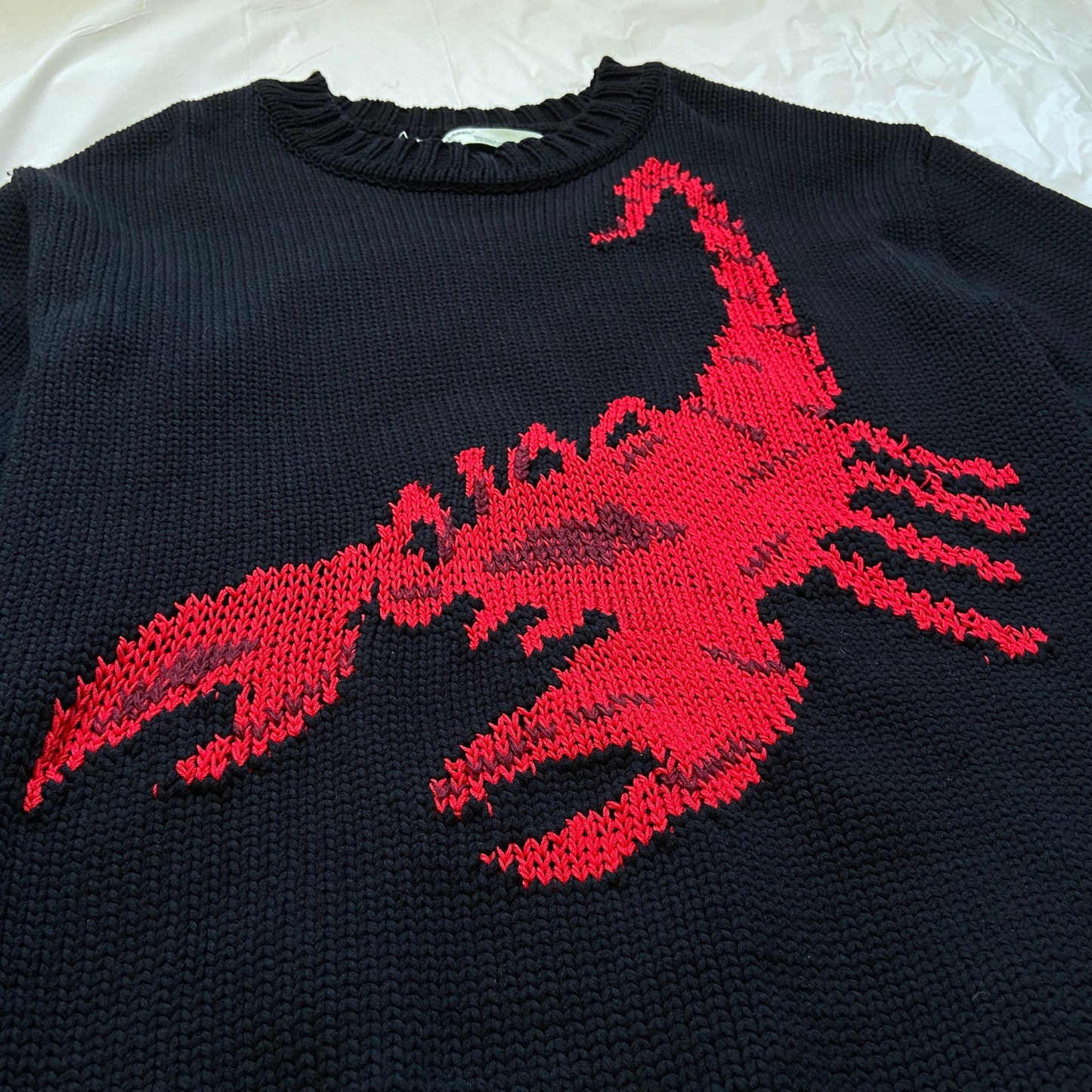 Off white spring 2017 scorpion mens red black cable knit sweater M