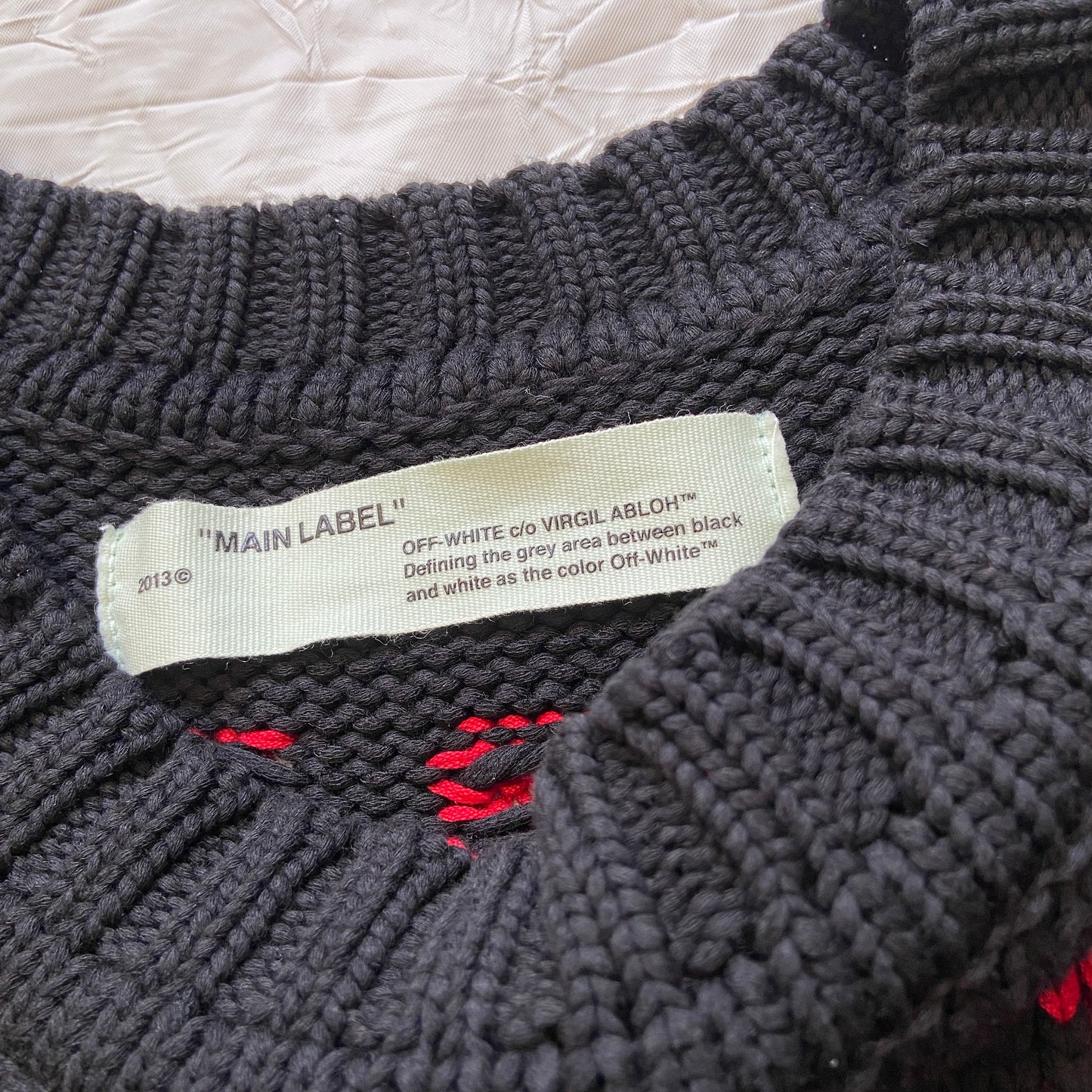 Off white spring 2017 scorpion mens red black cable knit sweater M