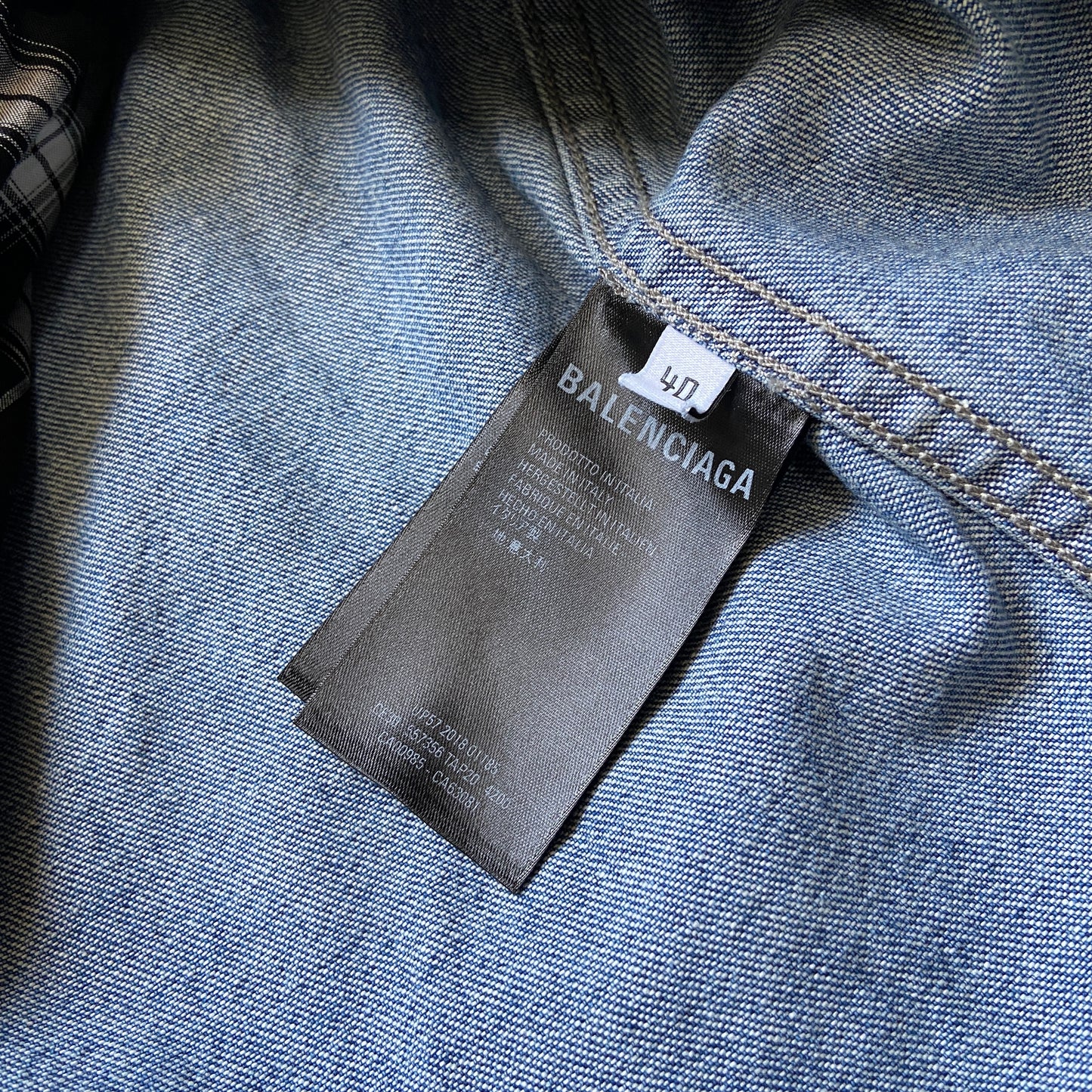 Balenciaga twinset denim plaid shirt mix with hood L