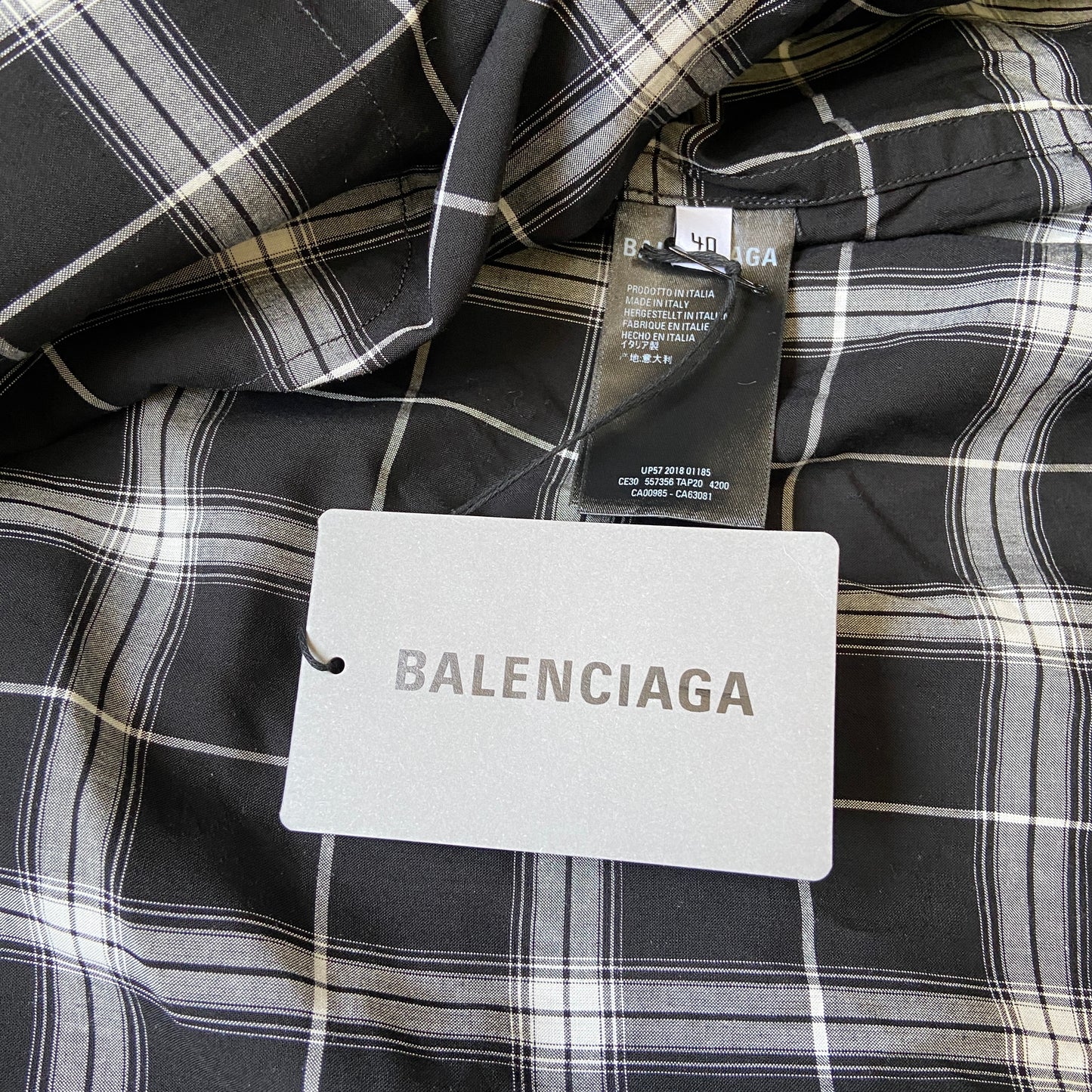 Balenciaga twinset denim plaid shirt mix with hood L