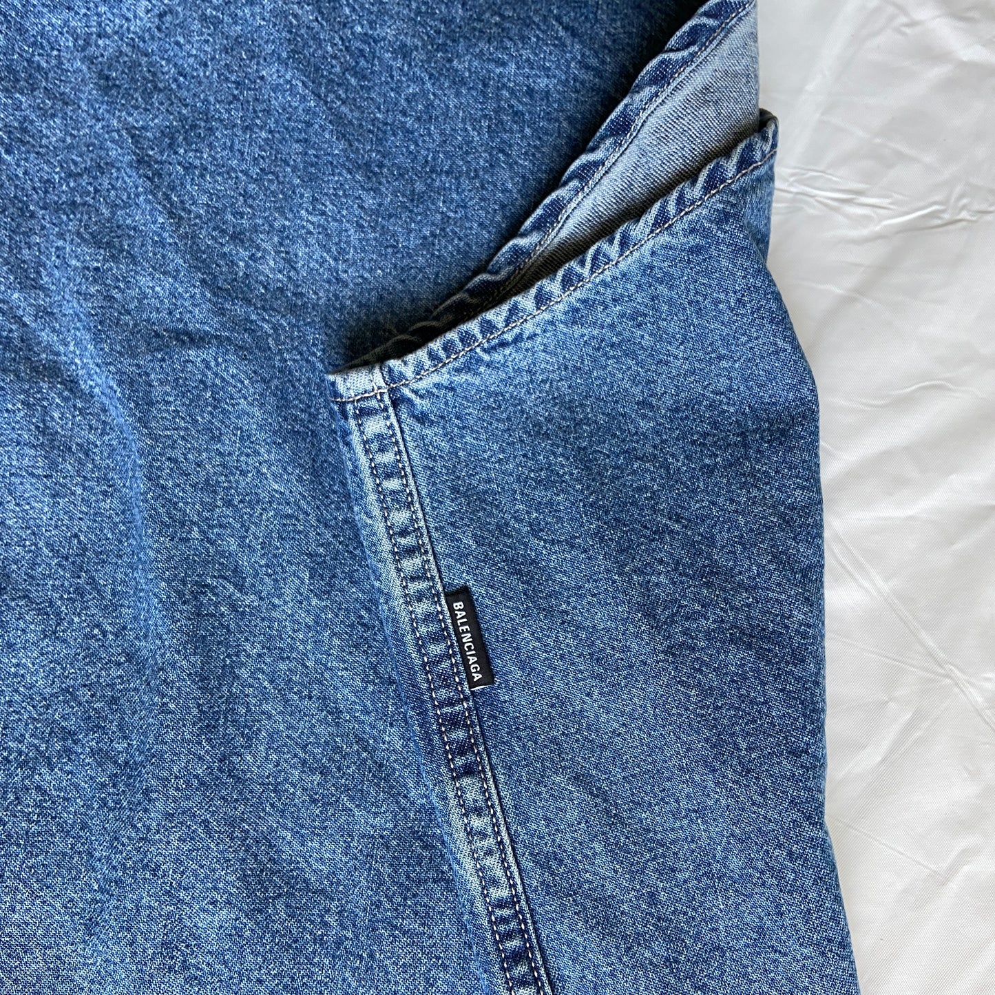 Balenciaga twinset denim plaid shirt mix with hood L