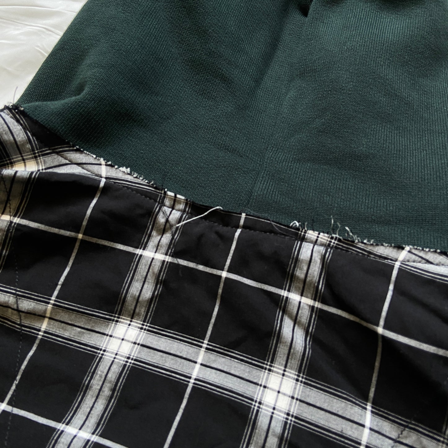 Balenciaga twinset denim plaid shirt mix with hood L