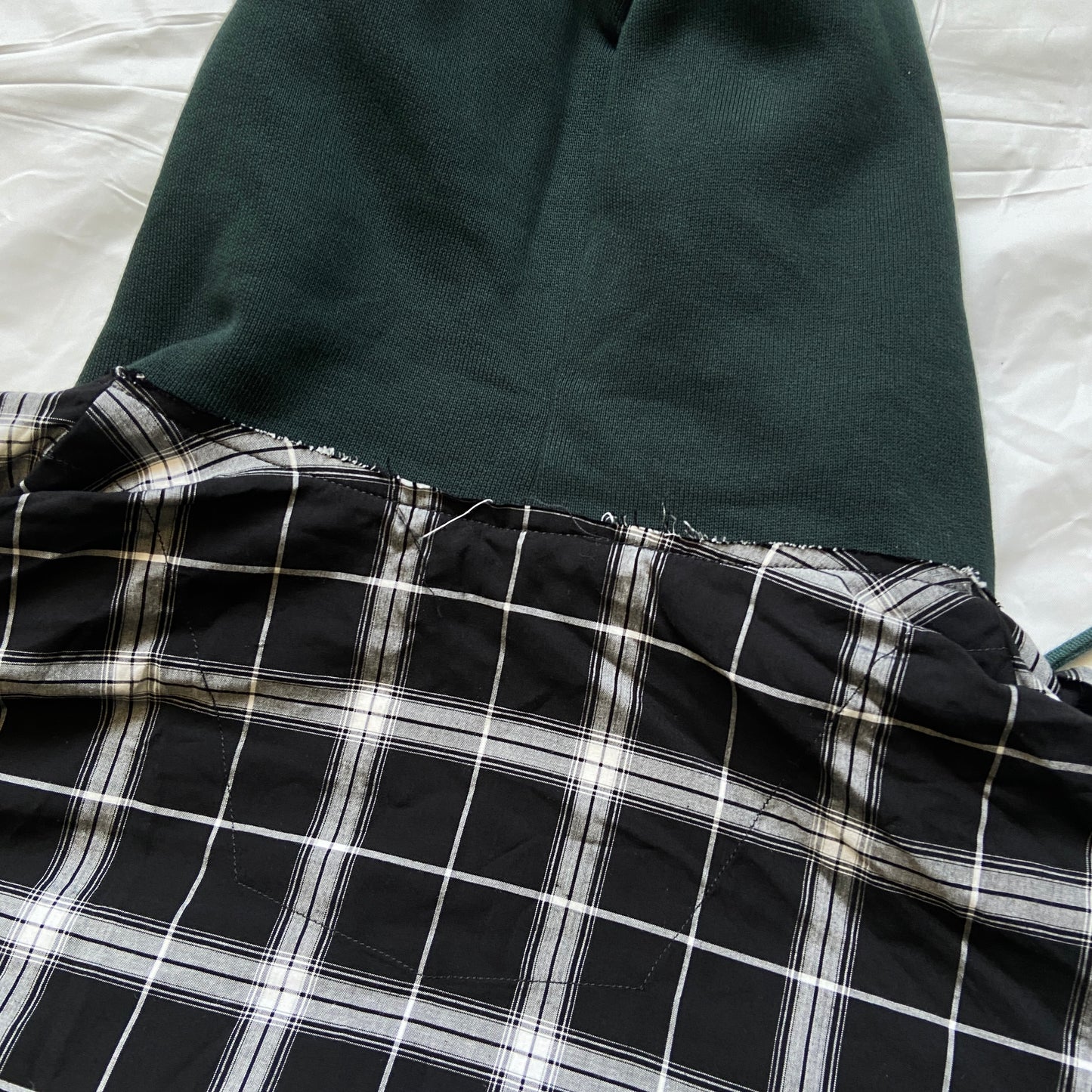 Balenciaga twinset denim plaid shirt mix with hood L