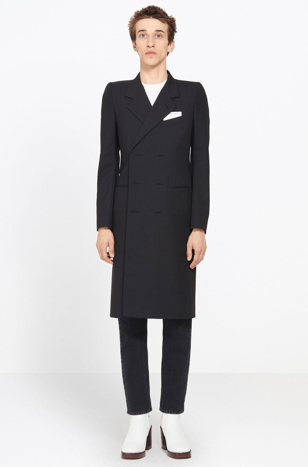 Balenciaga ss17 Double breasted coat with Shrunk shoulder padding 50