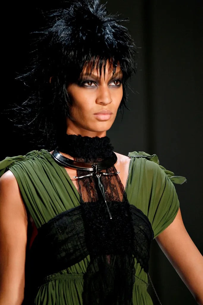 Jean Paul Gaultier spring 2011 green pleated ruffles maxi dress