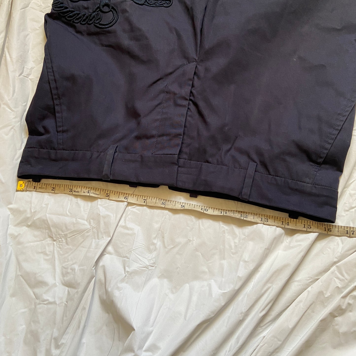 Jean paul Gaultier 3d ship embroidery navy pants 44