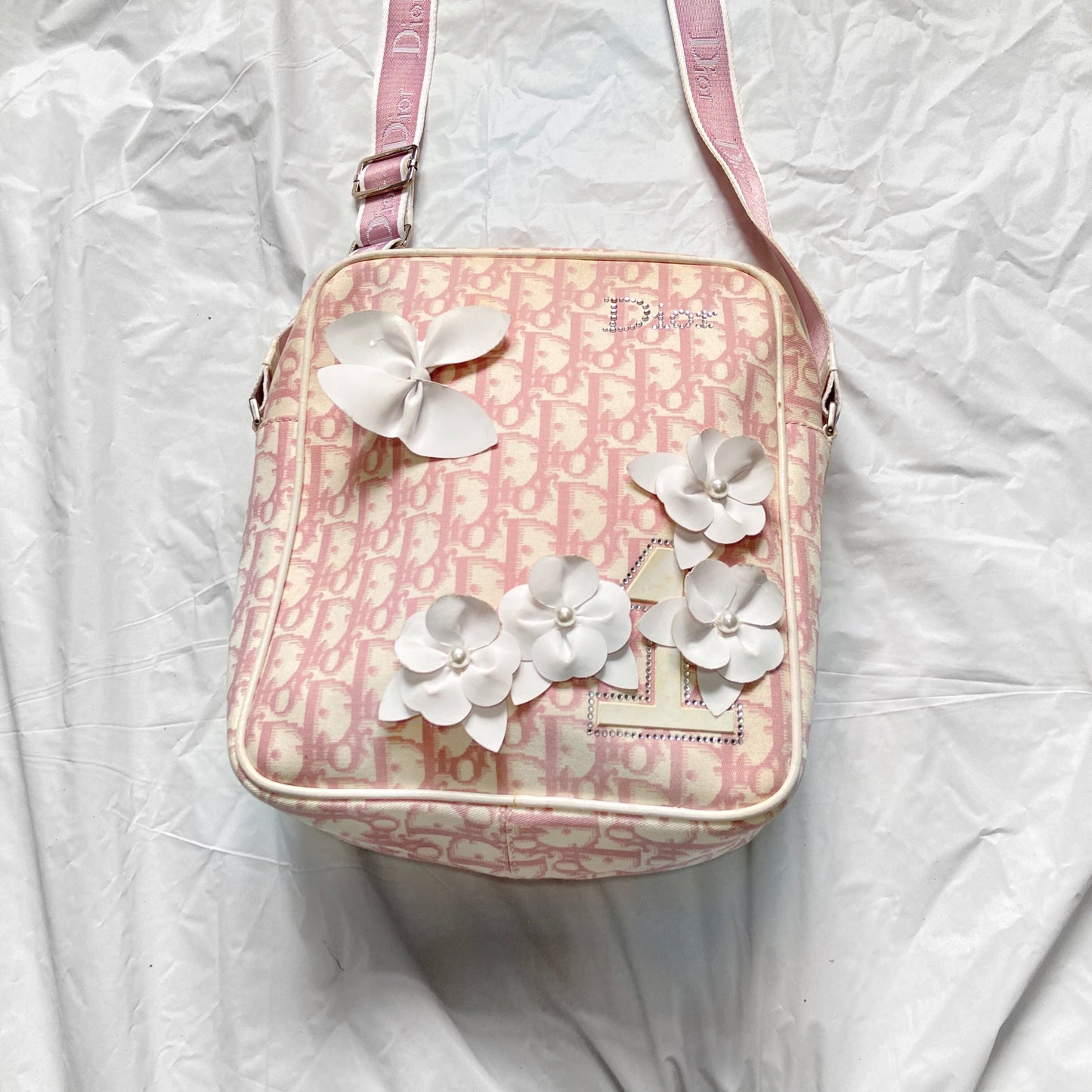 Christian Dior Pink Flower Trotter Oblique Monogram Side Bag