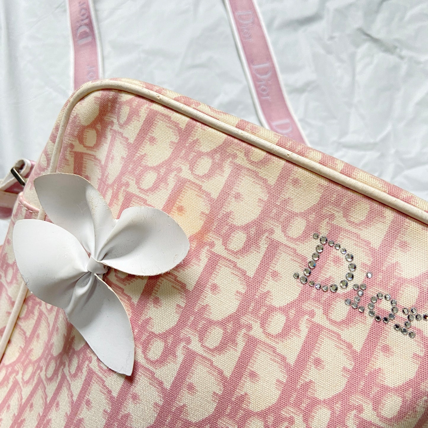 Christian Dior Pink Flower Trotter Oblique Monogram Side Bag