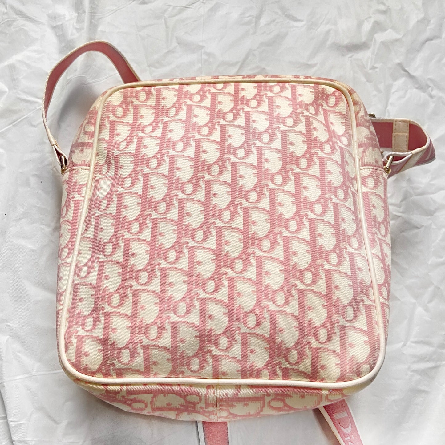 Christian Dior Pink Flower Trotter Oblique Monogram Side Bag