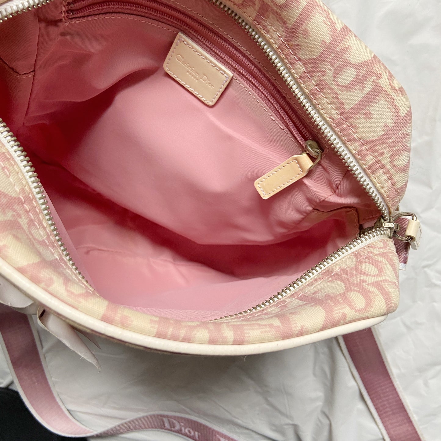 Christian Dior Pink Flower Trotter Oblique Monogram Side Bag