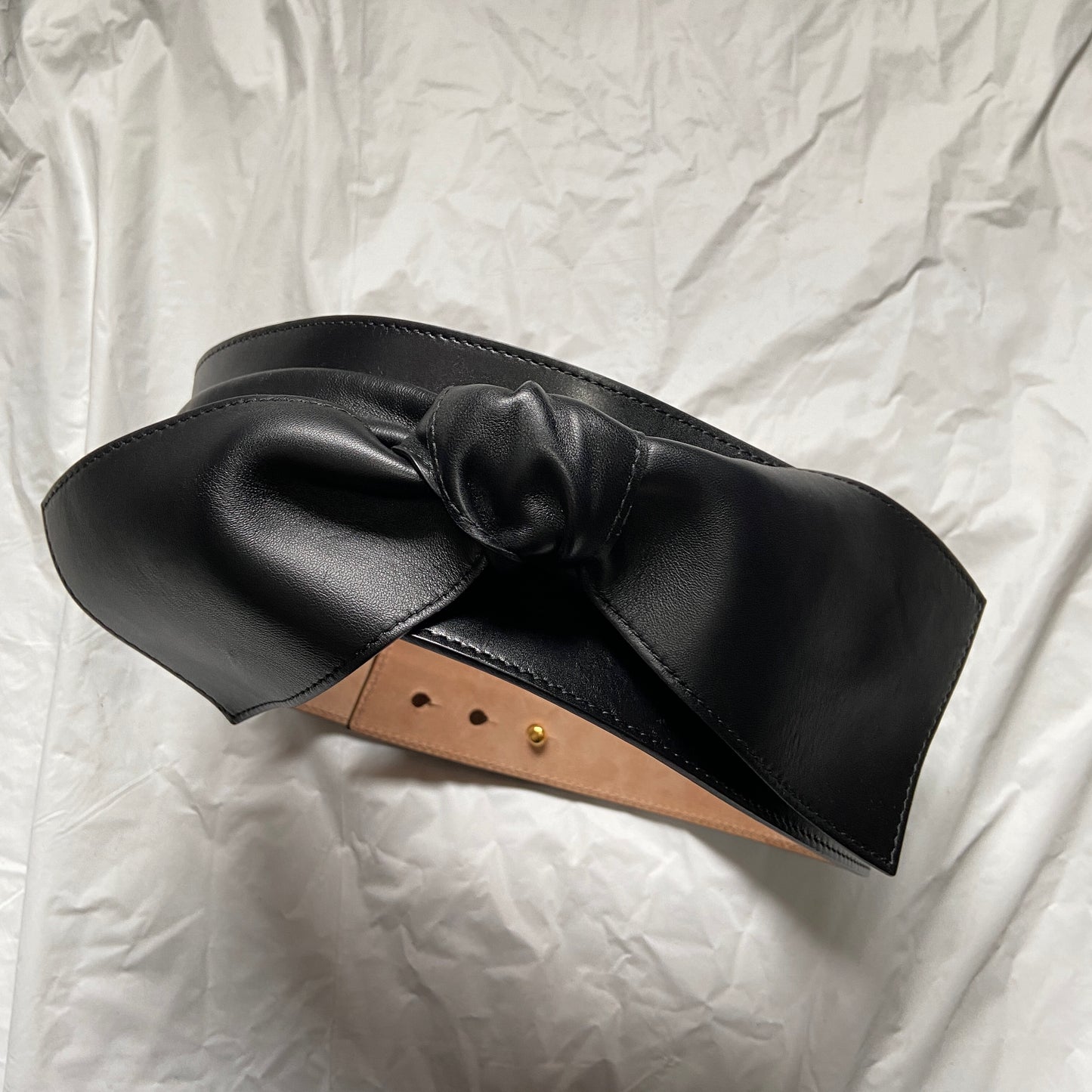 Alexander Mcqueen black wide bow leather corset belt