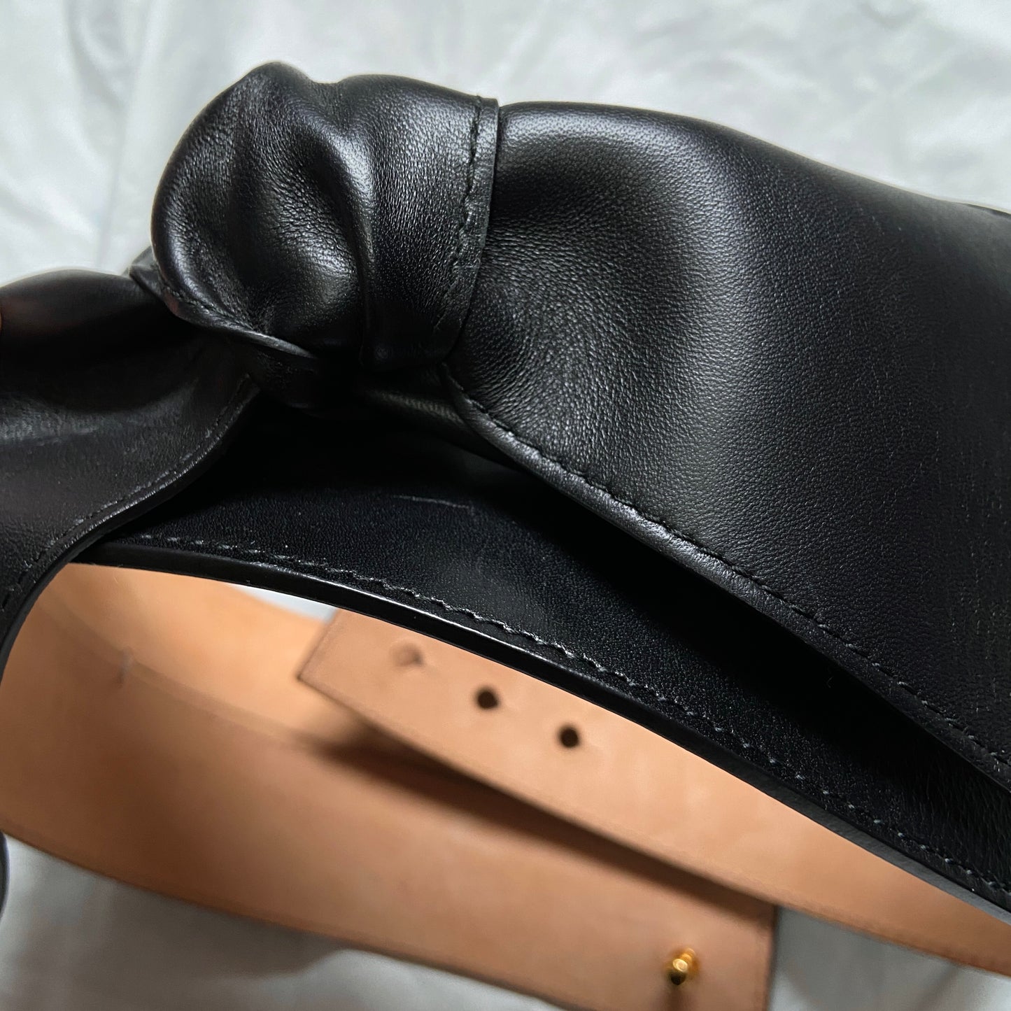 Alexander Mcqueen black wide bow leather corset belt