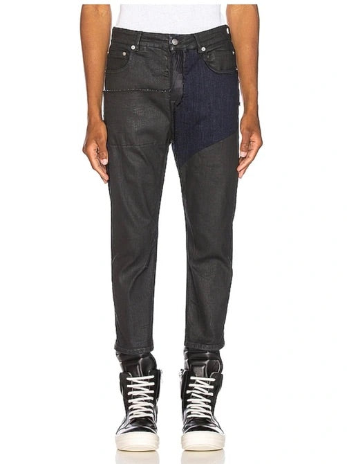 Rick owens Detroit black waxed combo jeans 28