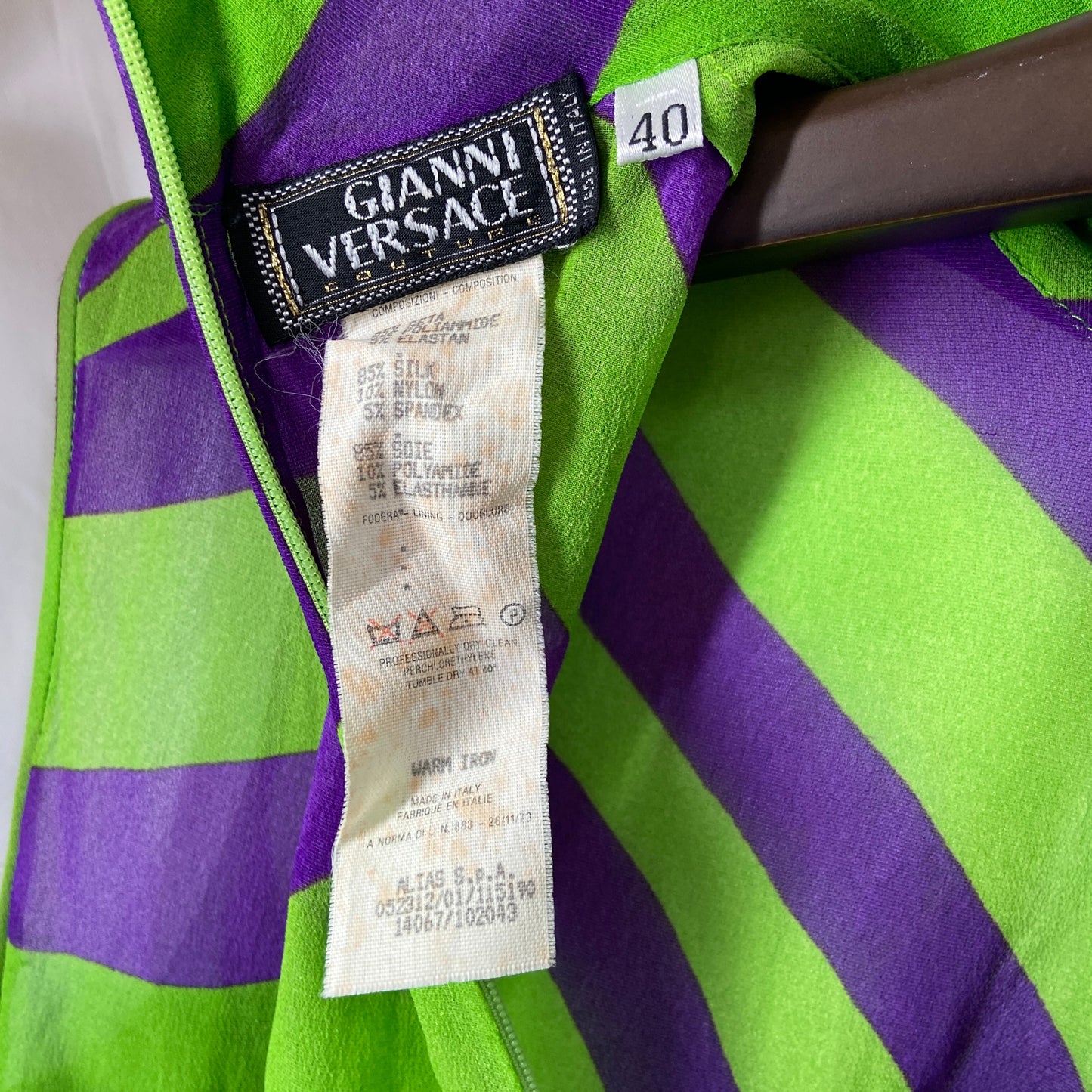 Gianni Versace aw01 green violet abstract print silk tank top 40