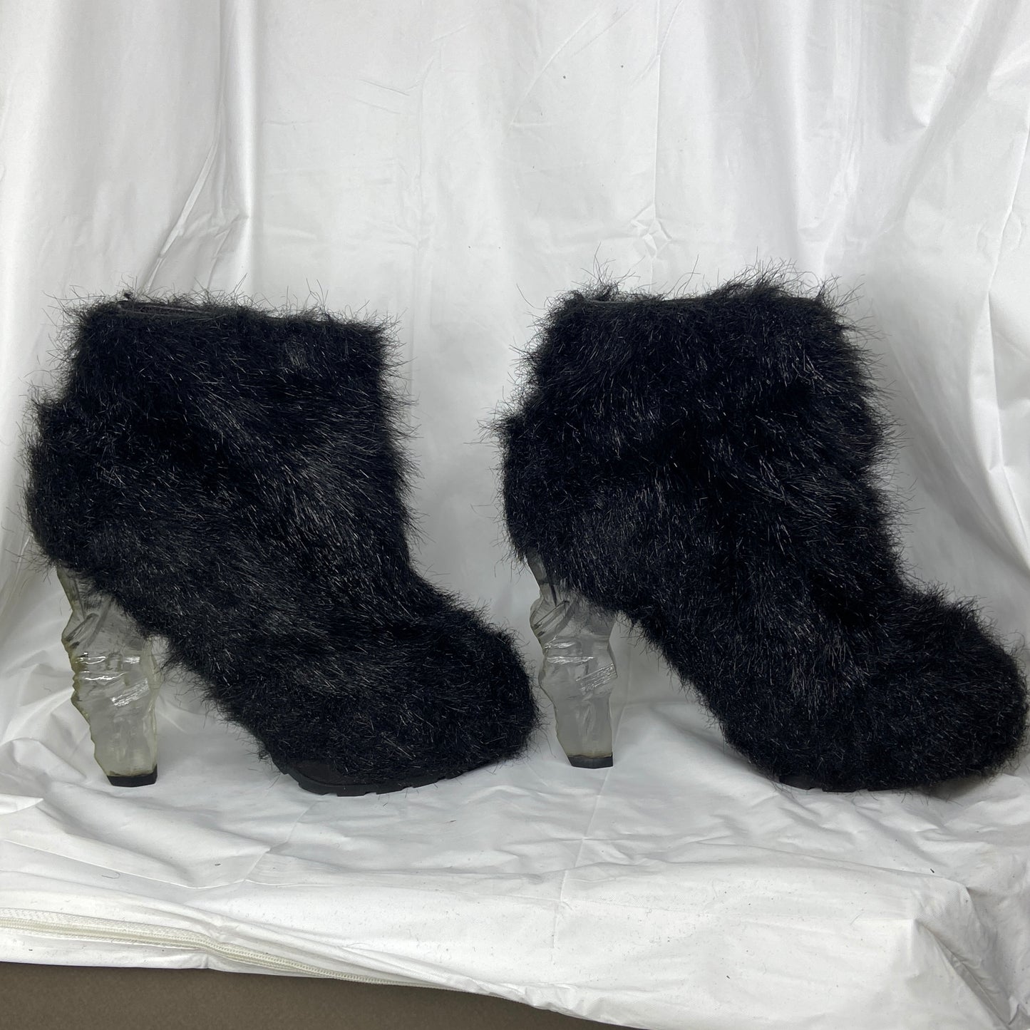 Chanel aw10 Karl black yeti ankle shooties with ice cap heels boots 39.5