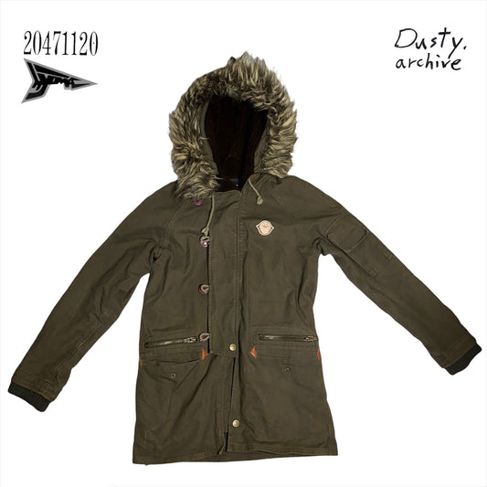 20471120 hyoam military coat with fur hood