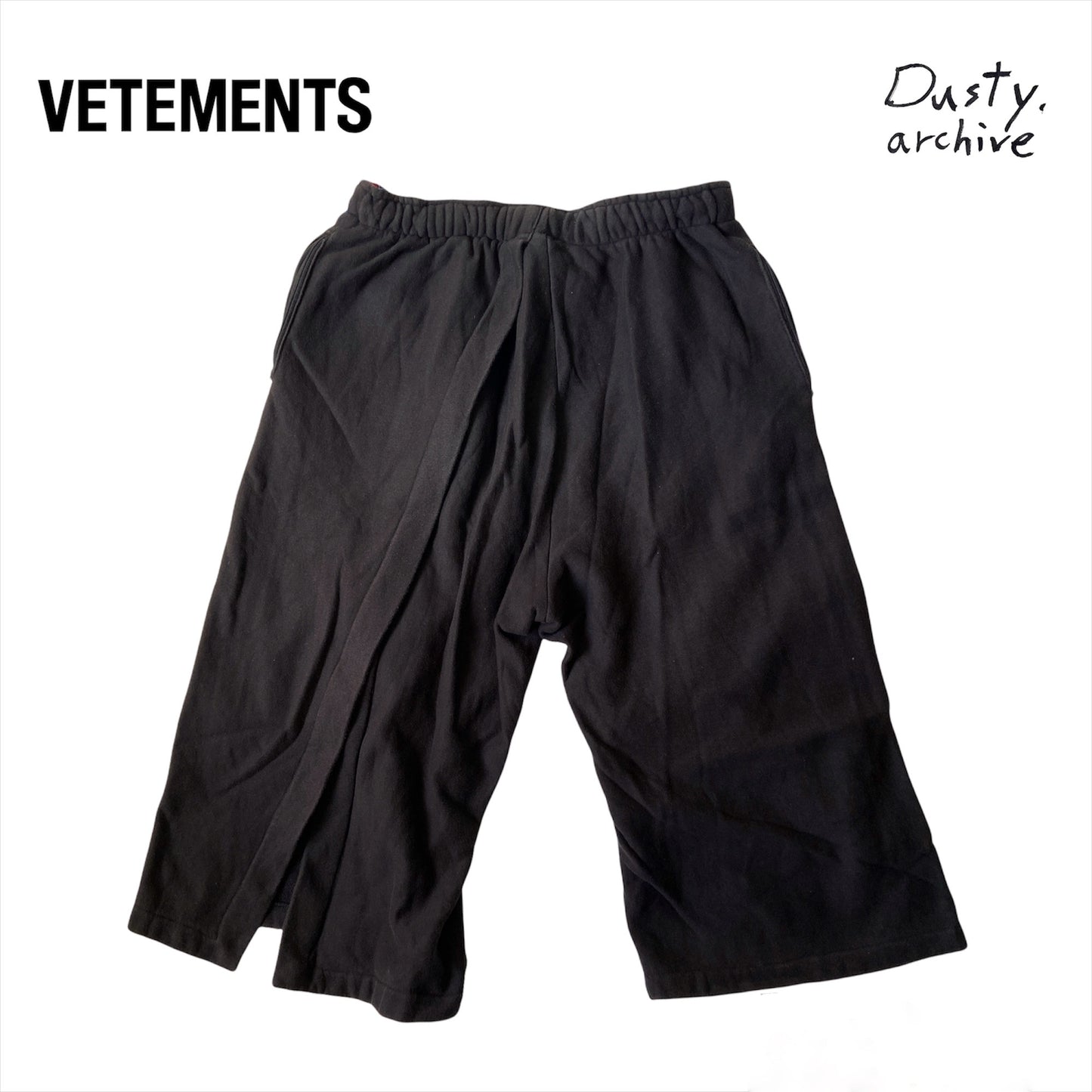 Vetements x champion tape sweatpants shorts with back slit L