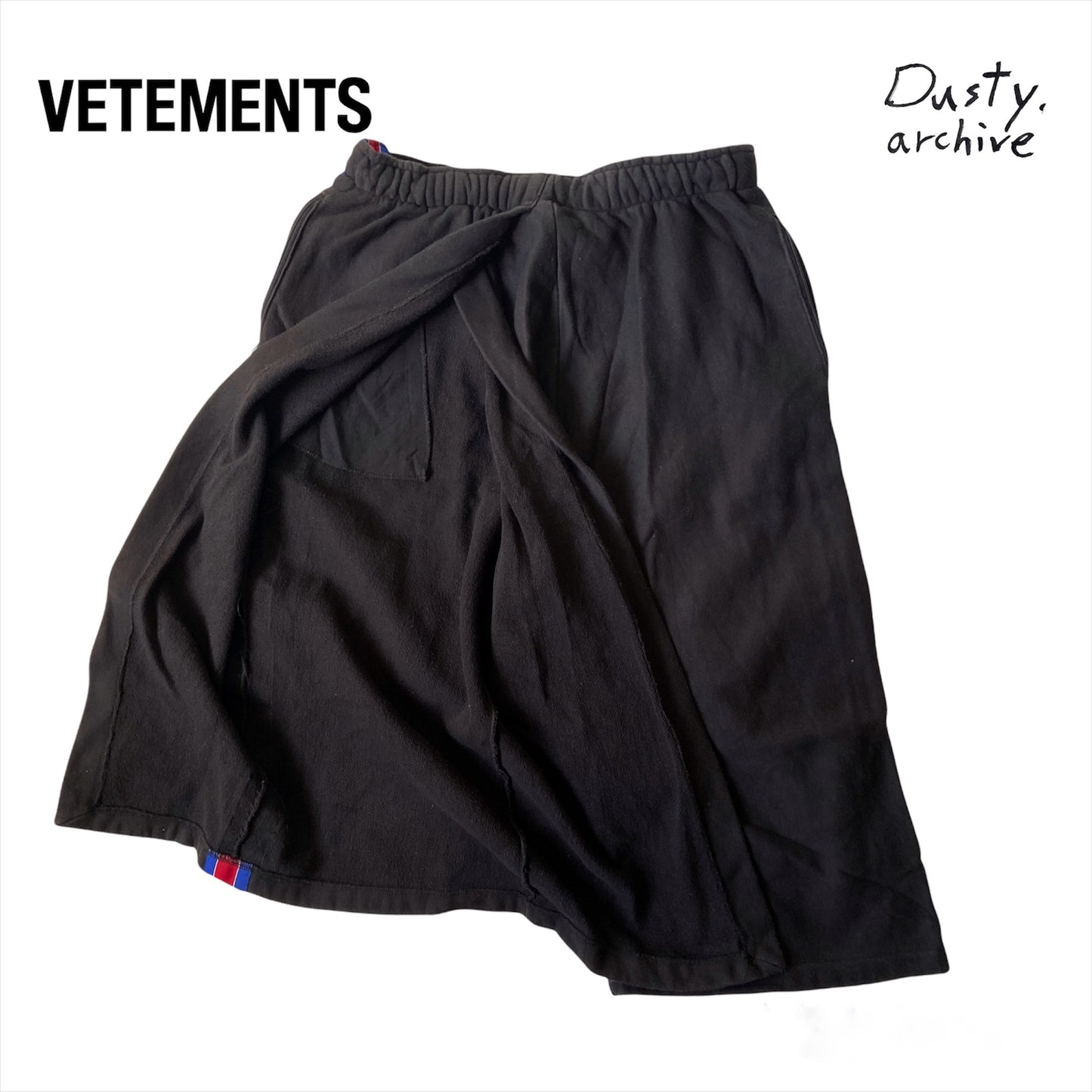 Vetements x champion tape sweatpants shorts with back slit L