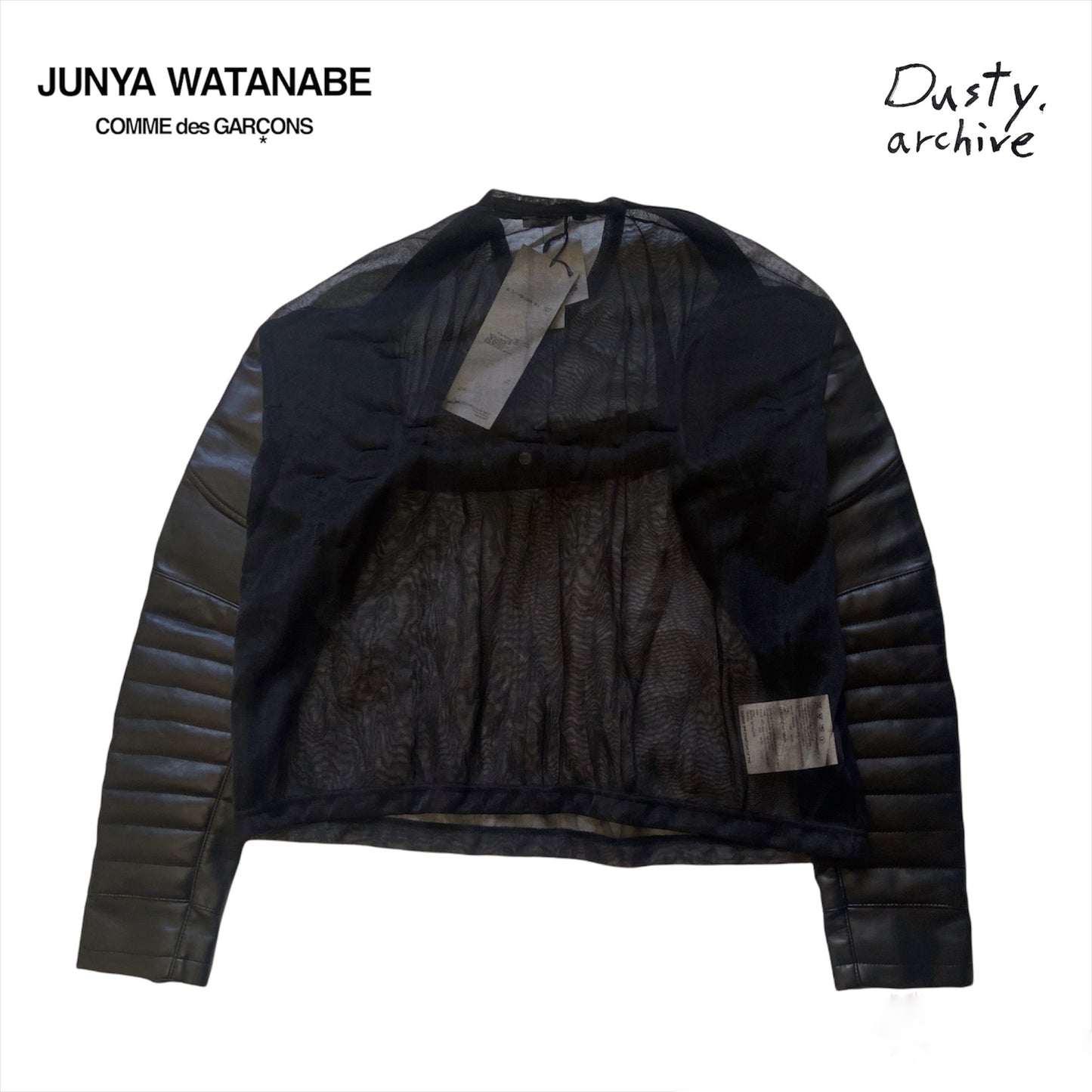 Junya Watanabe fw20 black mesh top with leather sleeves S