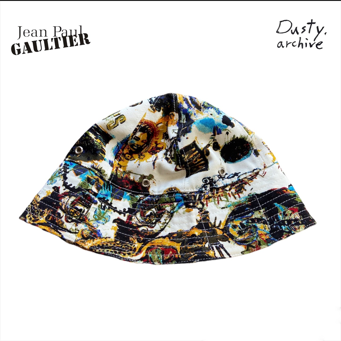 Jean Paul Gaultier x jean Michel Basquiat ss00 print denim bucket hat M