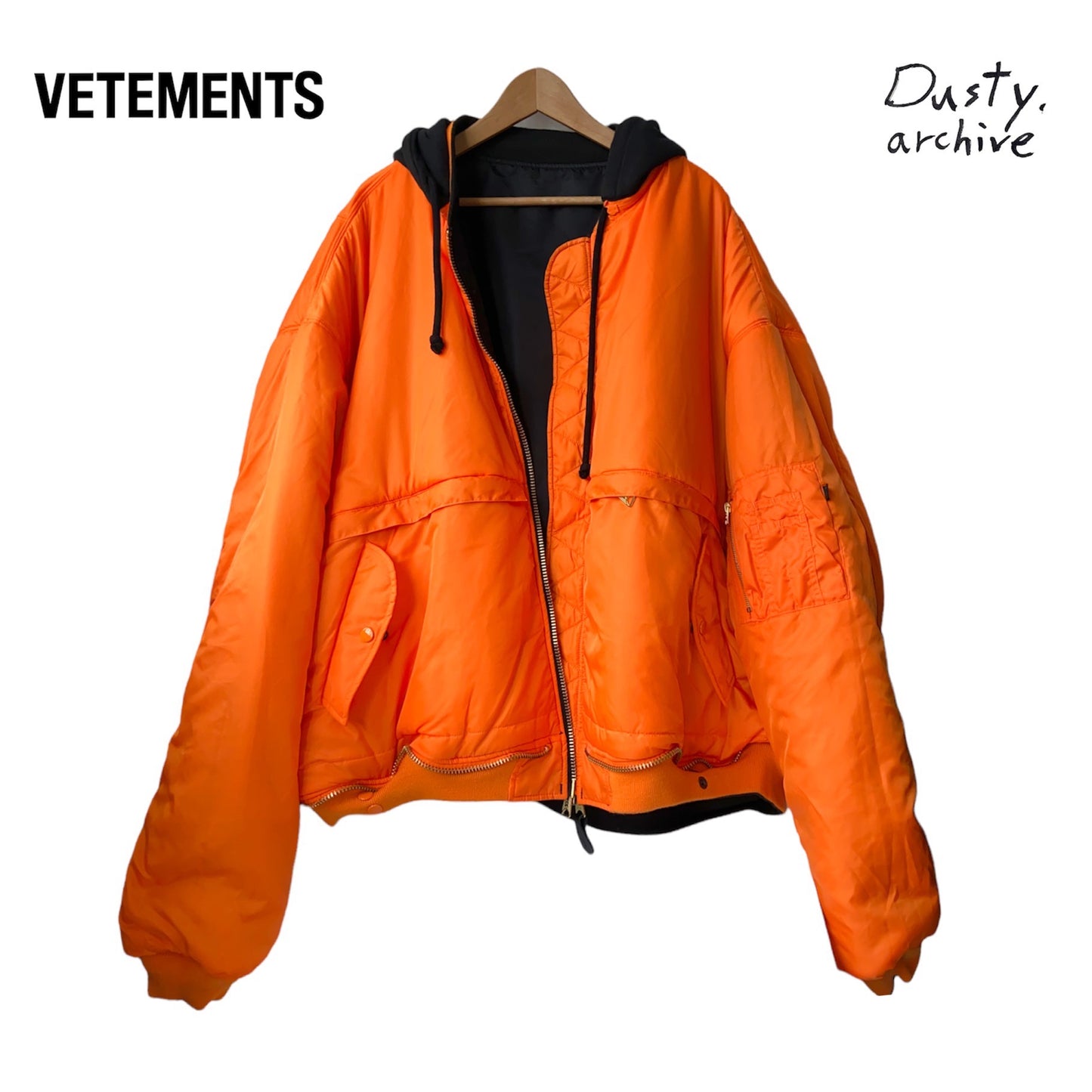 Vetements alpha industries black/orange reversible oversized bomber jacket L